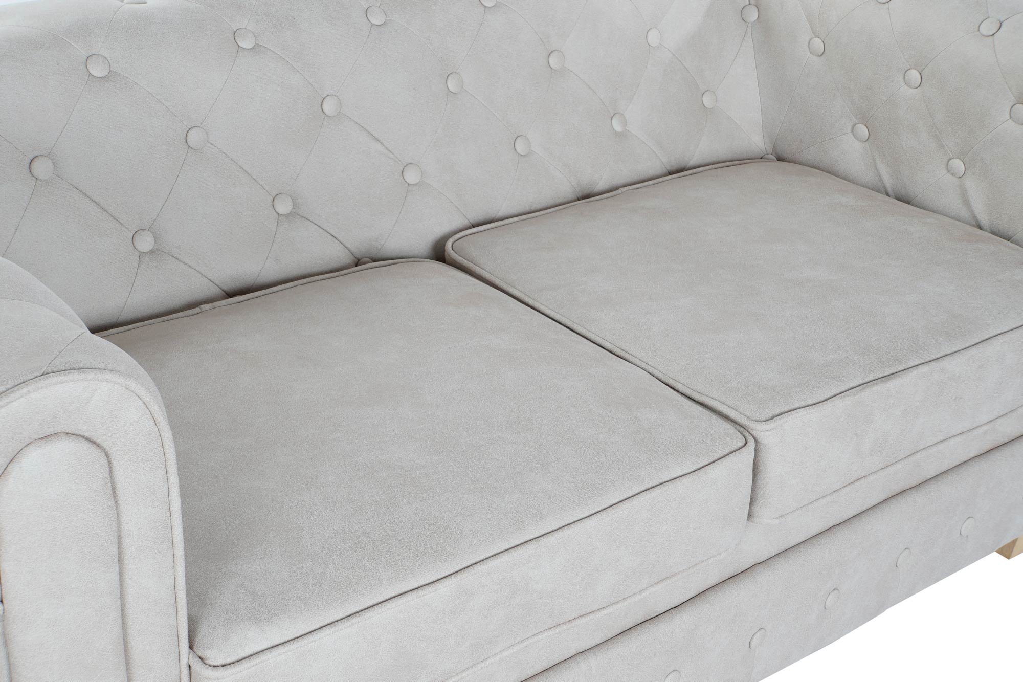Polyester Wood Sofa 151X80X70 Capitone White