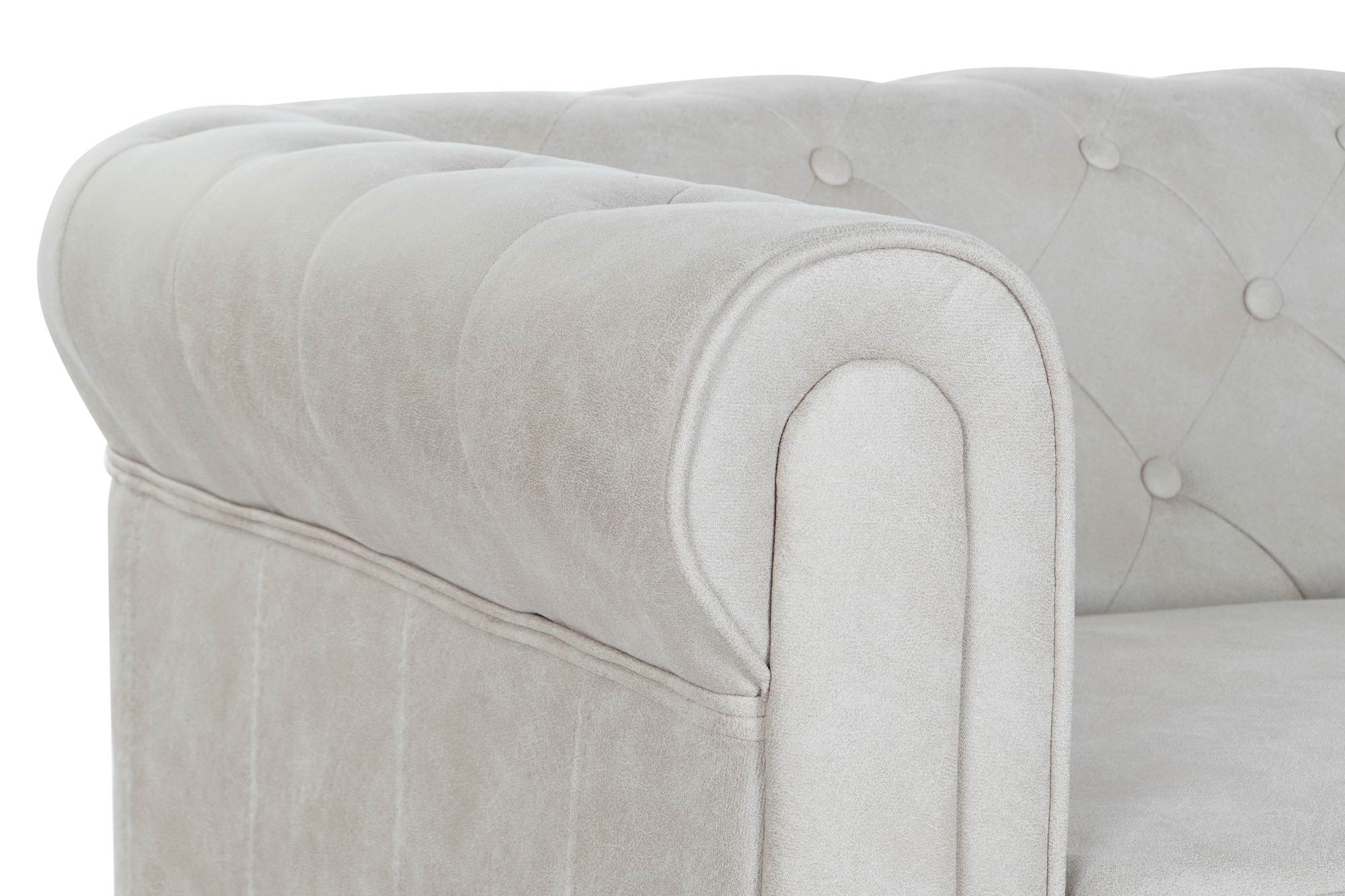 Polyester Wood Sofa 151X80X70 Capitone White