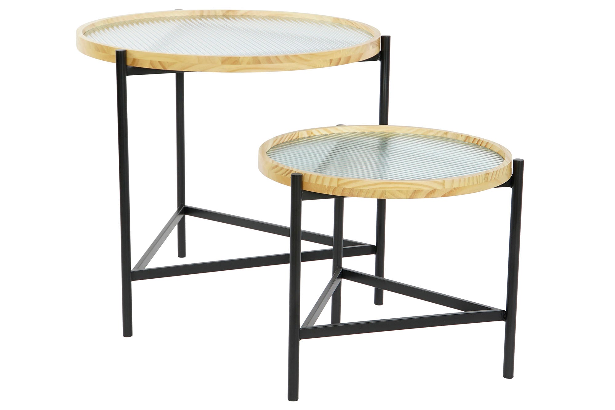 Conjunto de 2 mesas laterais de vidro e metal 62x62x55,5