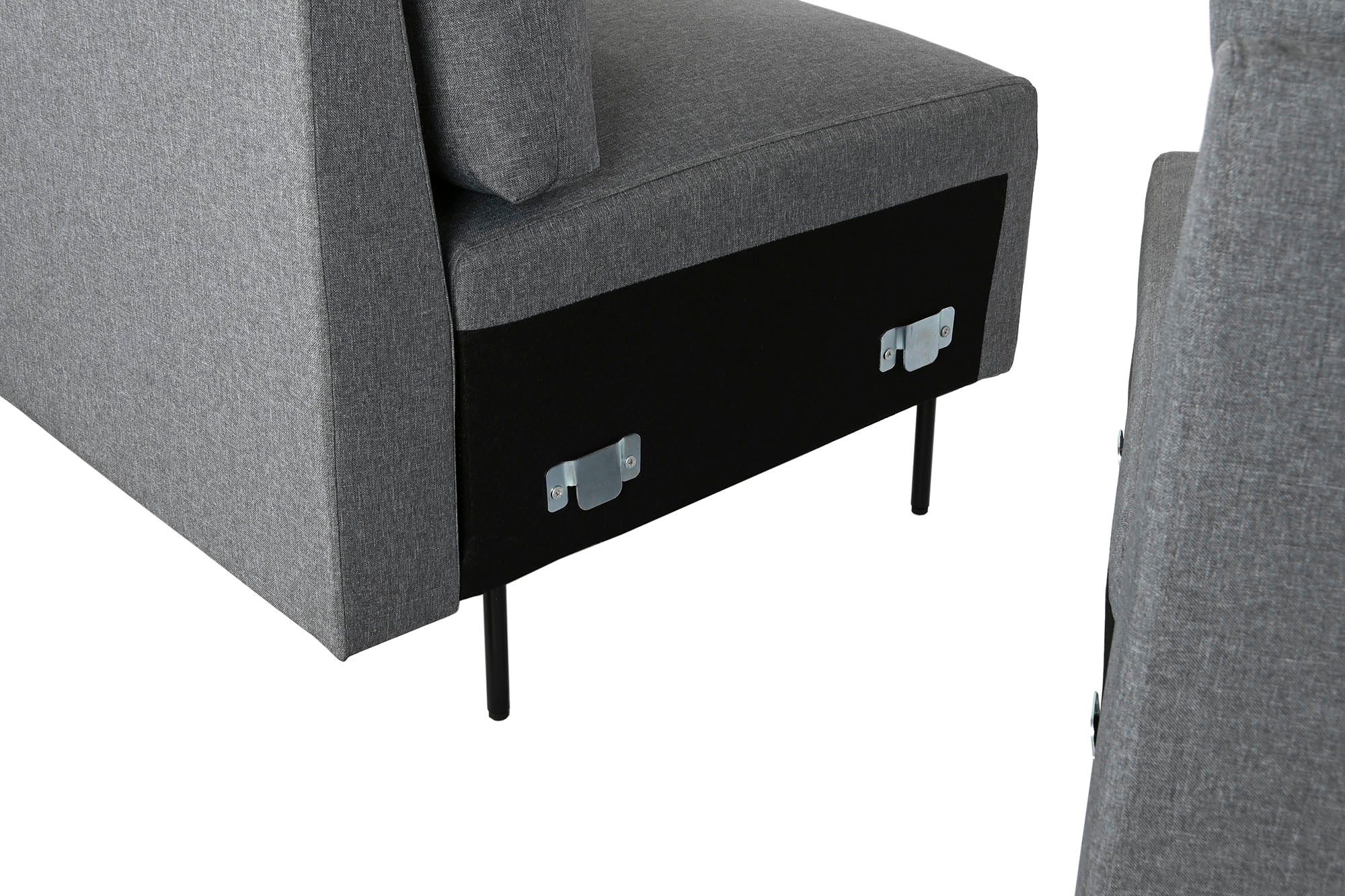 Sofá de metal de poliéster 276 x 152,5 x 84 cinza