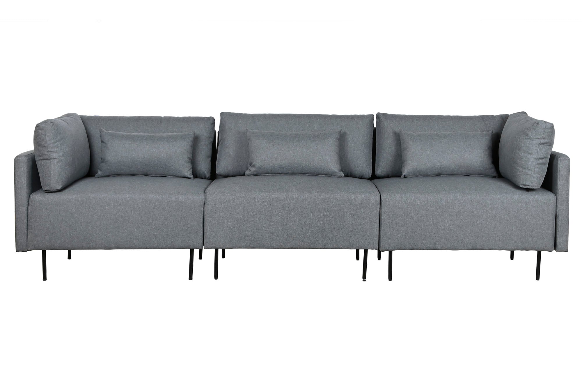 Sofá de metal de poliéster 276 x 152,5 x 84 cinza