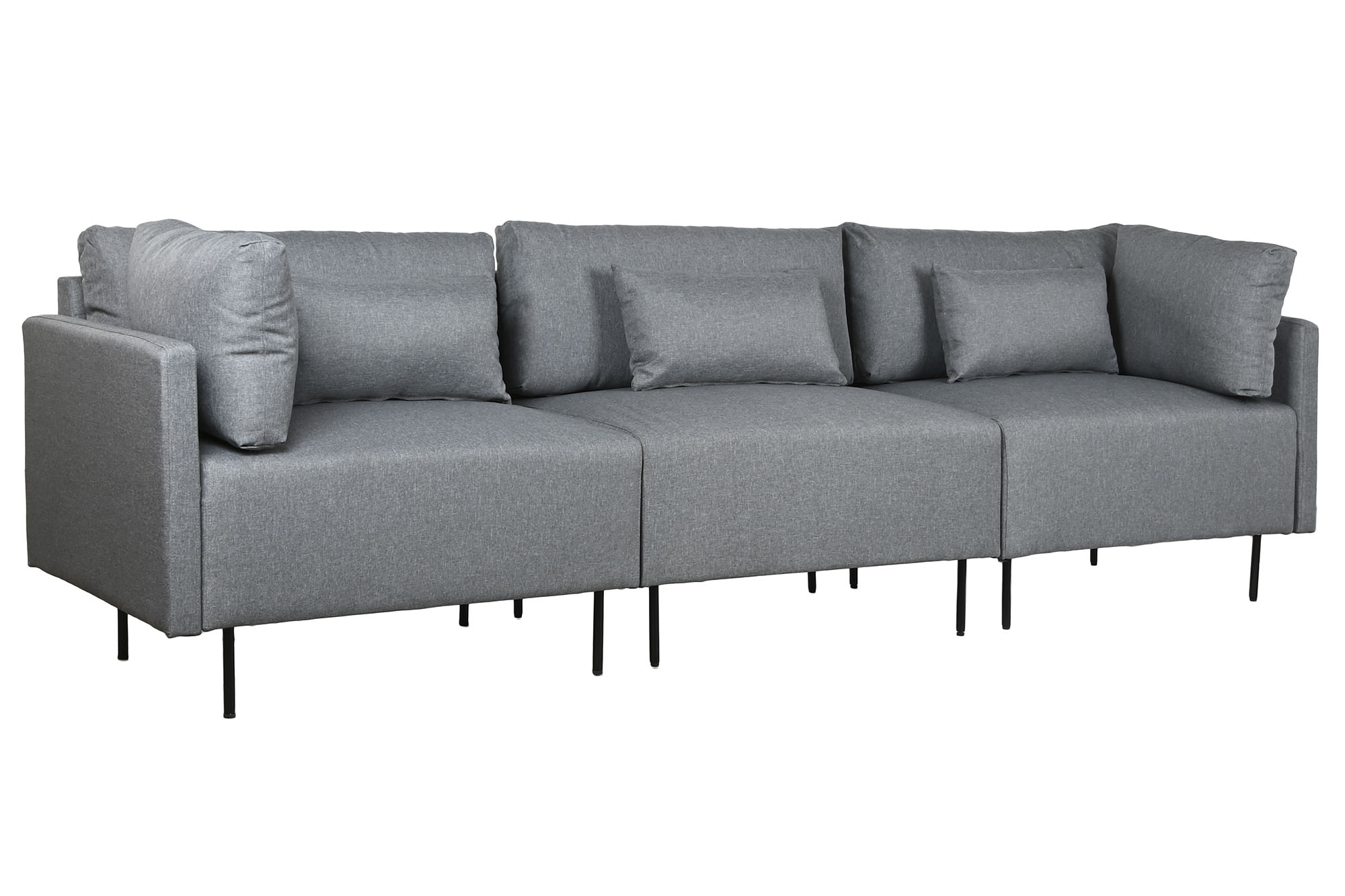 Sofá de metal de poliéster 276 x 152,5 x 84 cinza