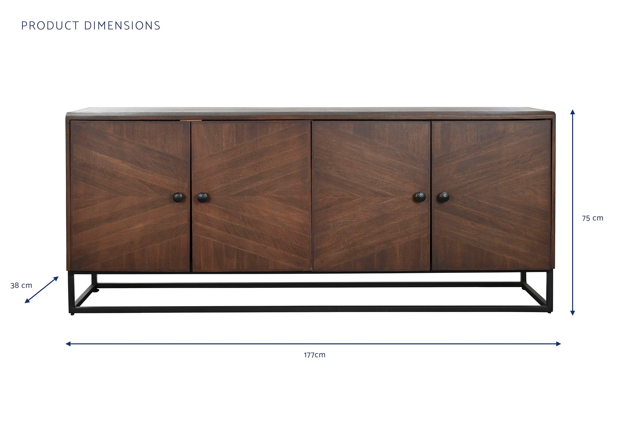 Buffet de madeira Jamun 177X38X75 59,00 marrom escuro