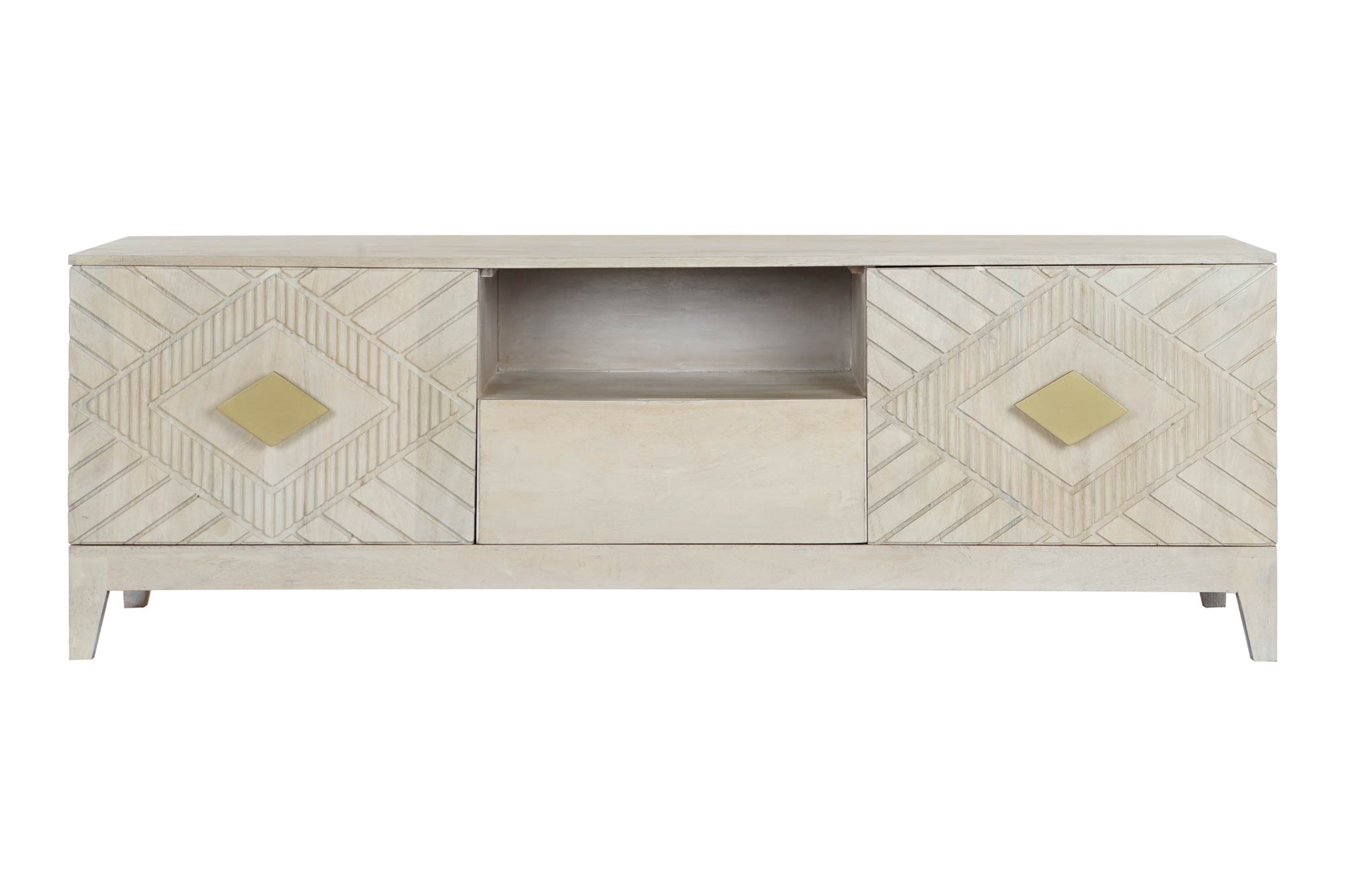 Móvel de TV de metal Mango 175x40x60 bege losango