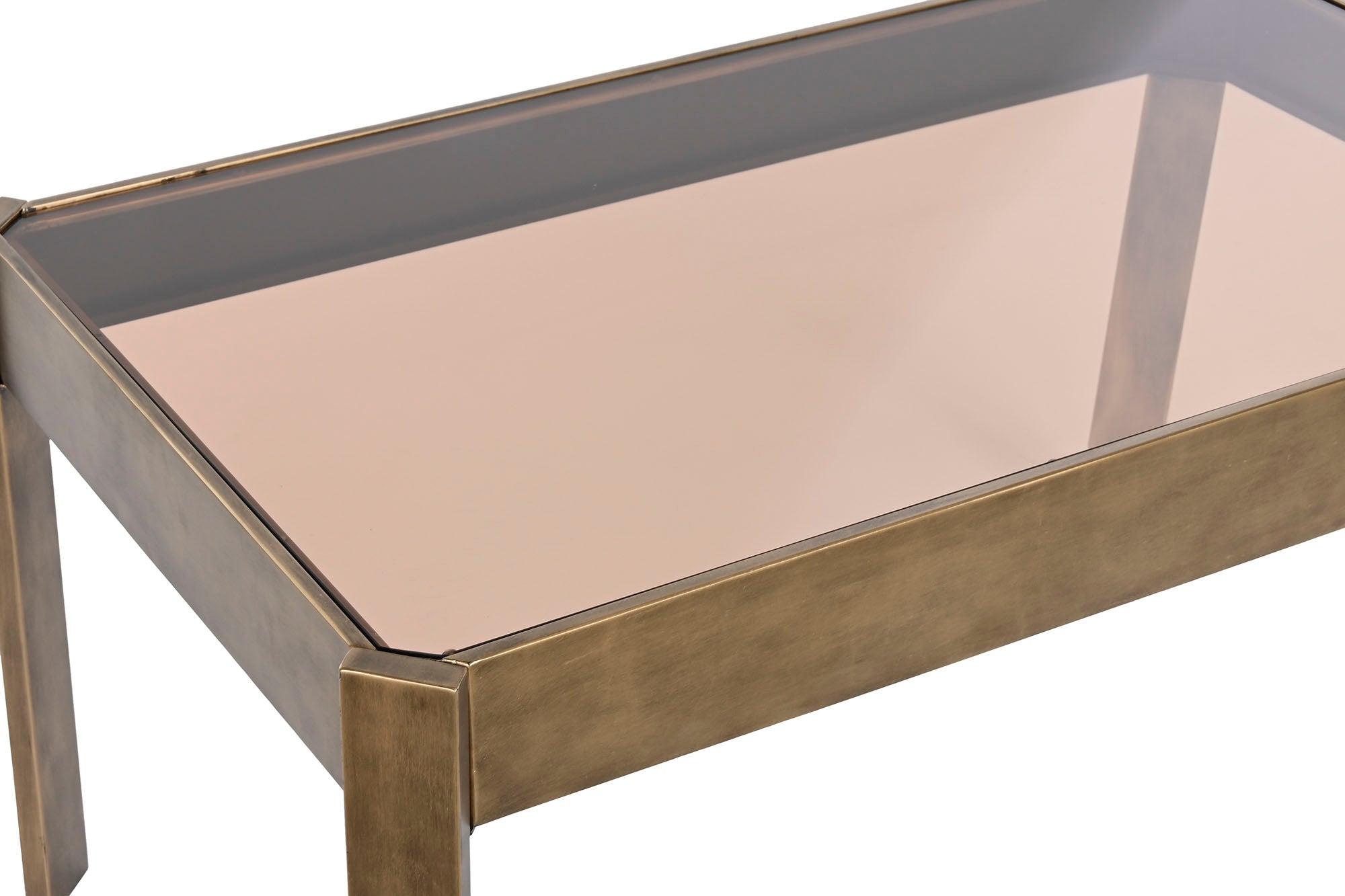 Mesa Centro Metal Cristal 102X62X53 Dorado