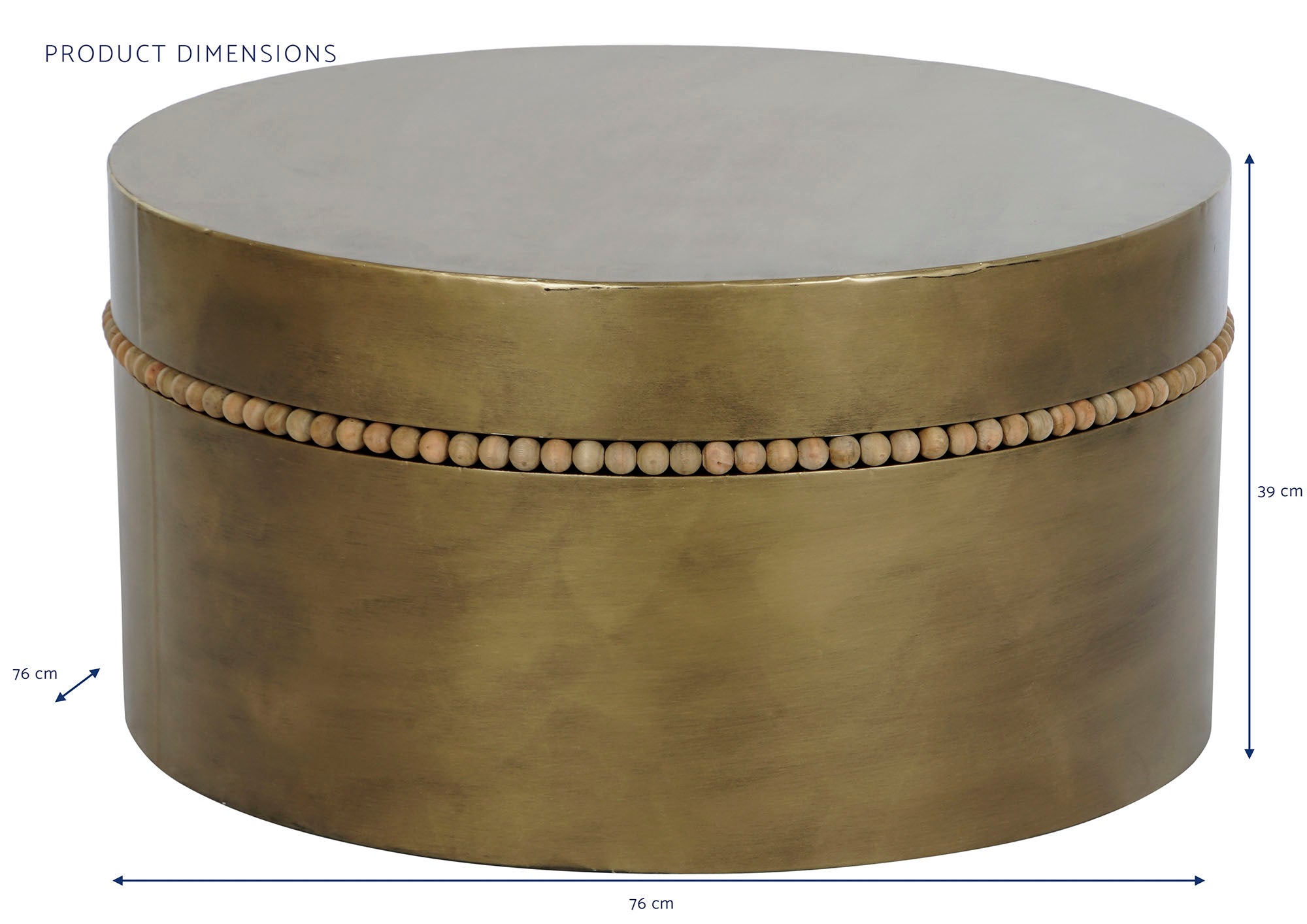 Mesa Lateral de Metal 76x76x39 Dourada