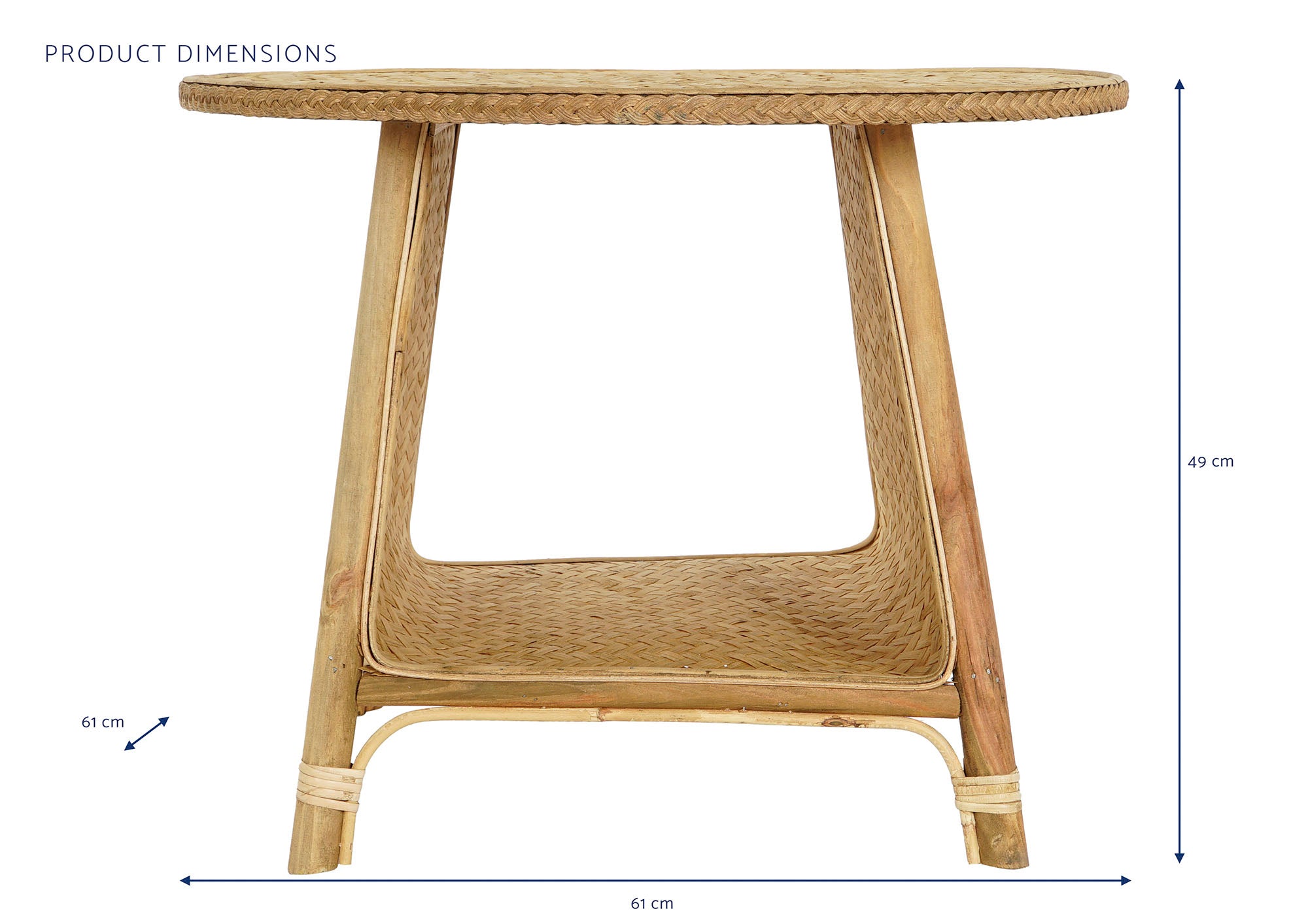 Mesa lateral Bambu Ratan 61X61X49 Natural