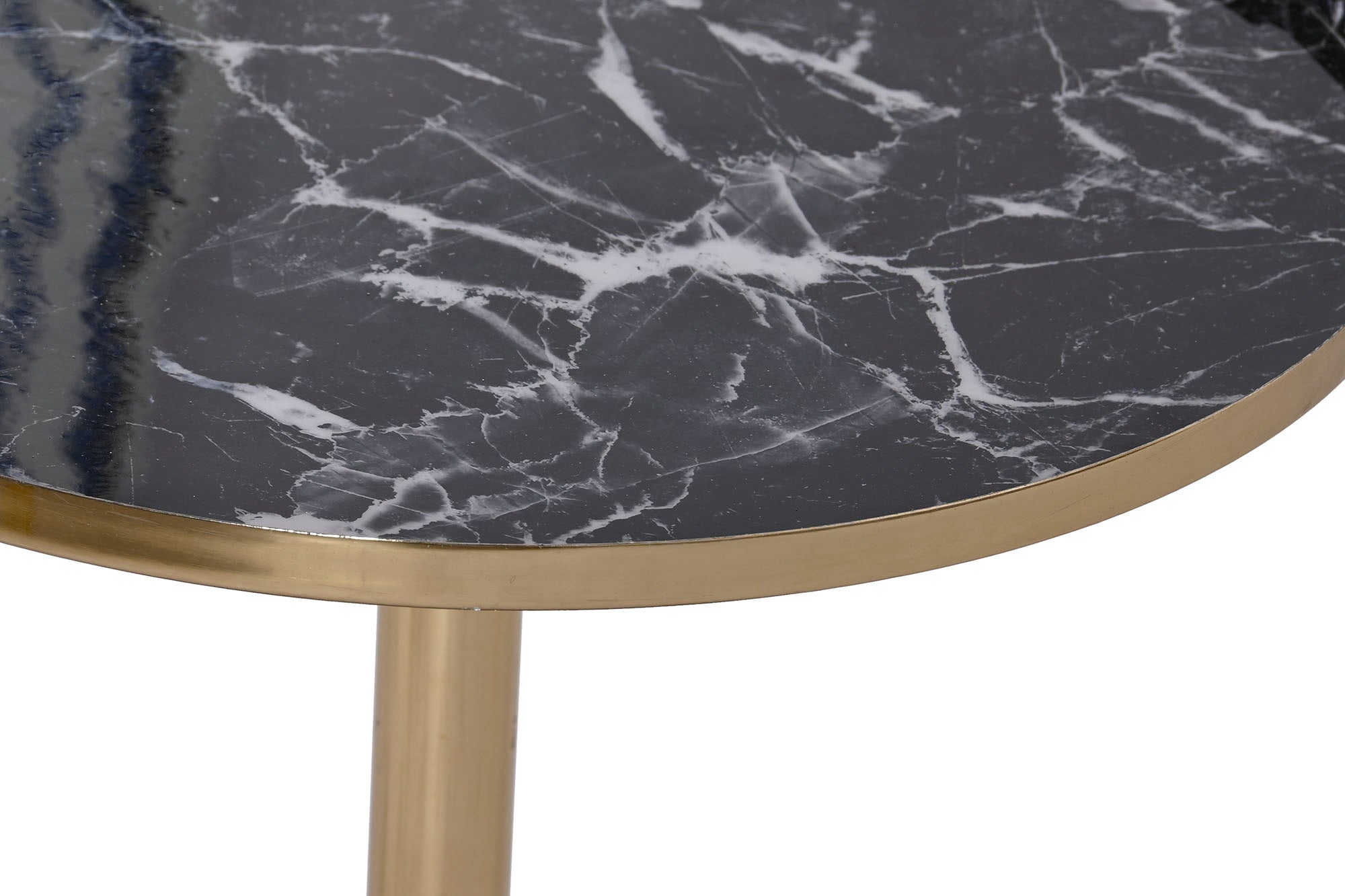 Iron Side Table 41x41x47 Black Marble Look