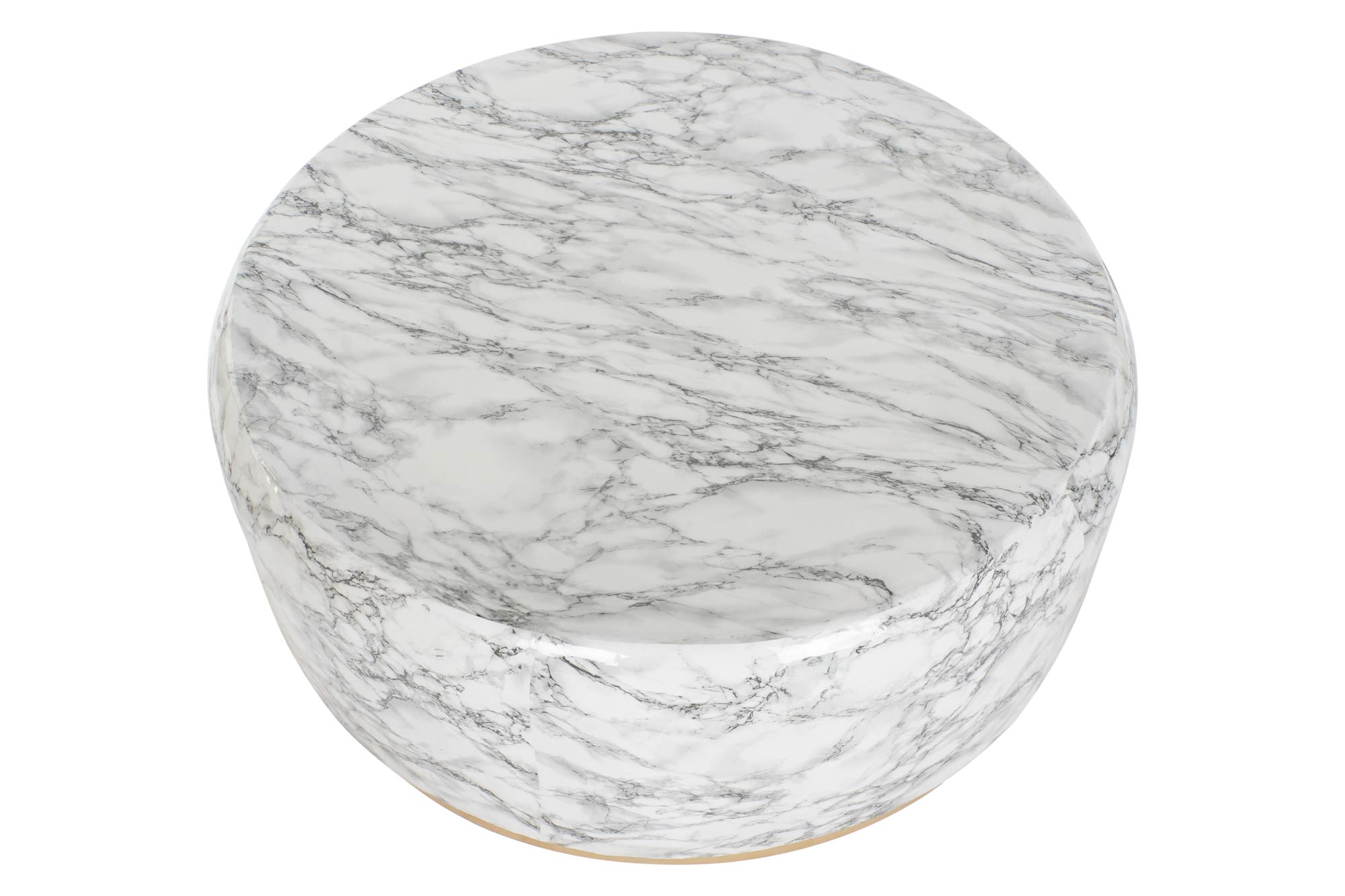 Mesa Centro Hierro 119X119X45 Simil Marmol Blanco