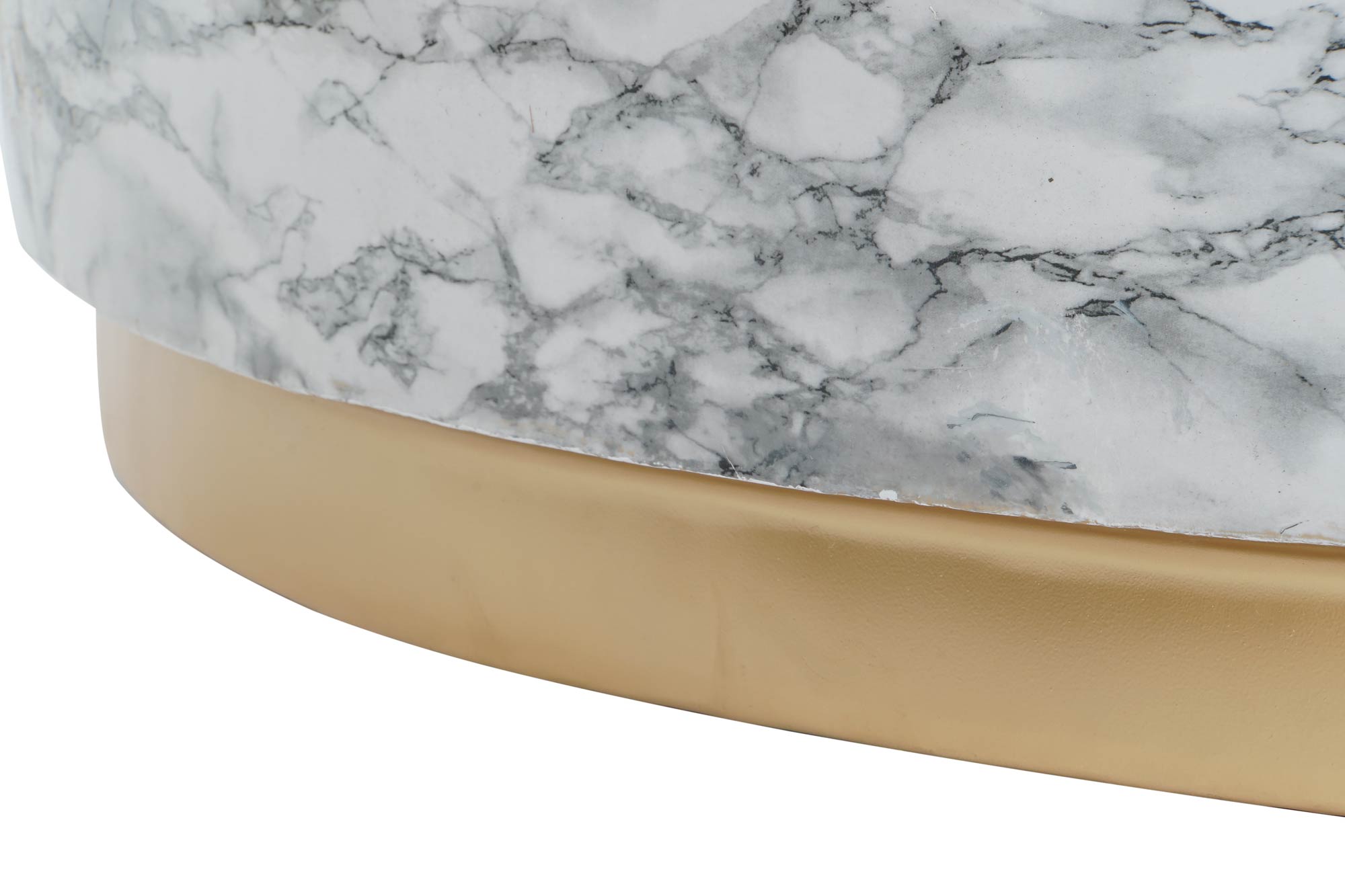 Mesa Centro Hierro 119X119X45 Simil Marmol Blanco