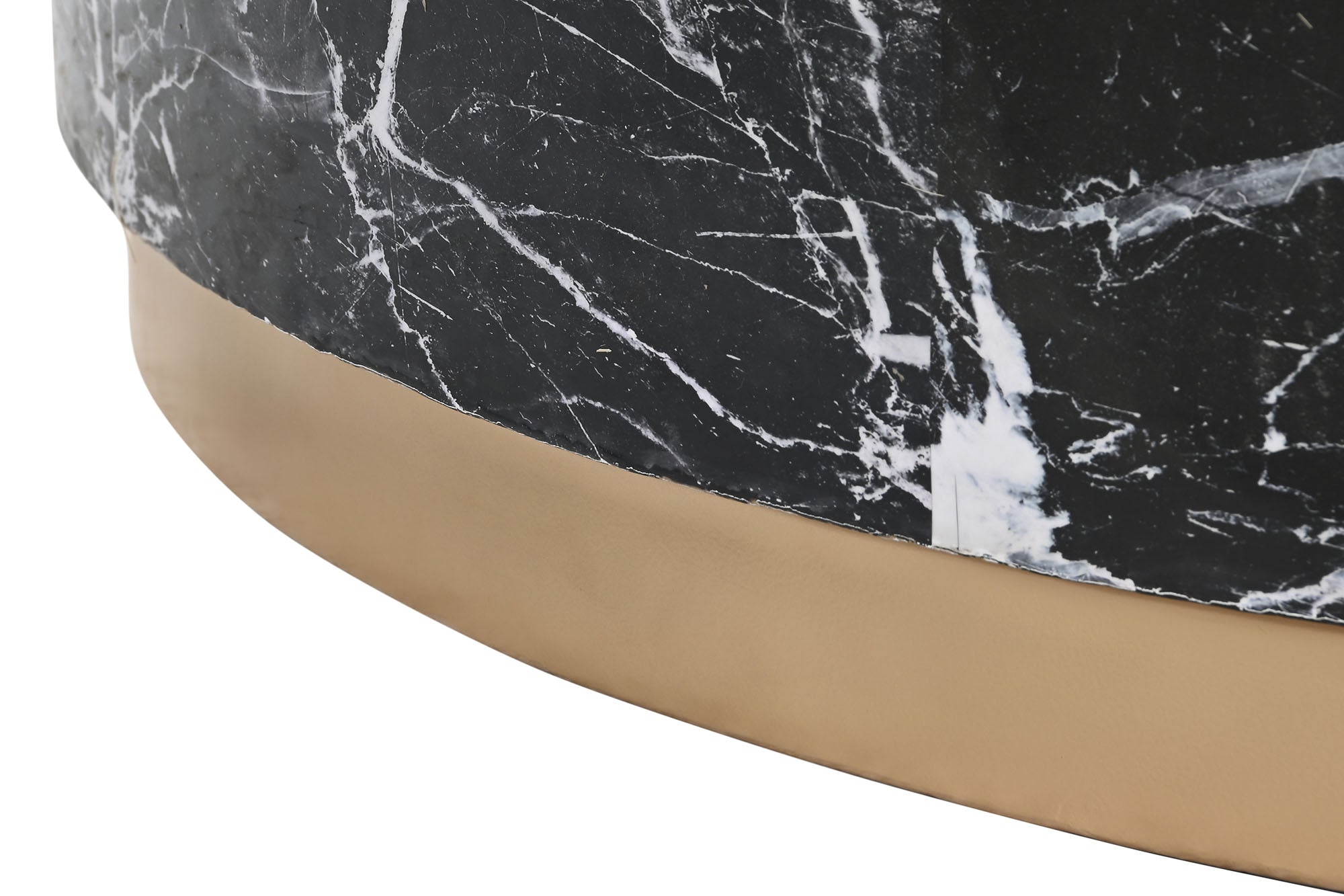 Mesa de centro de ferro 120x120x46,5 com efeito mármore preto