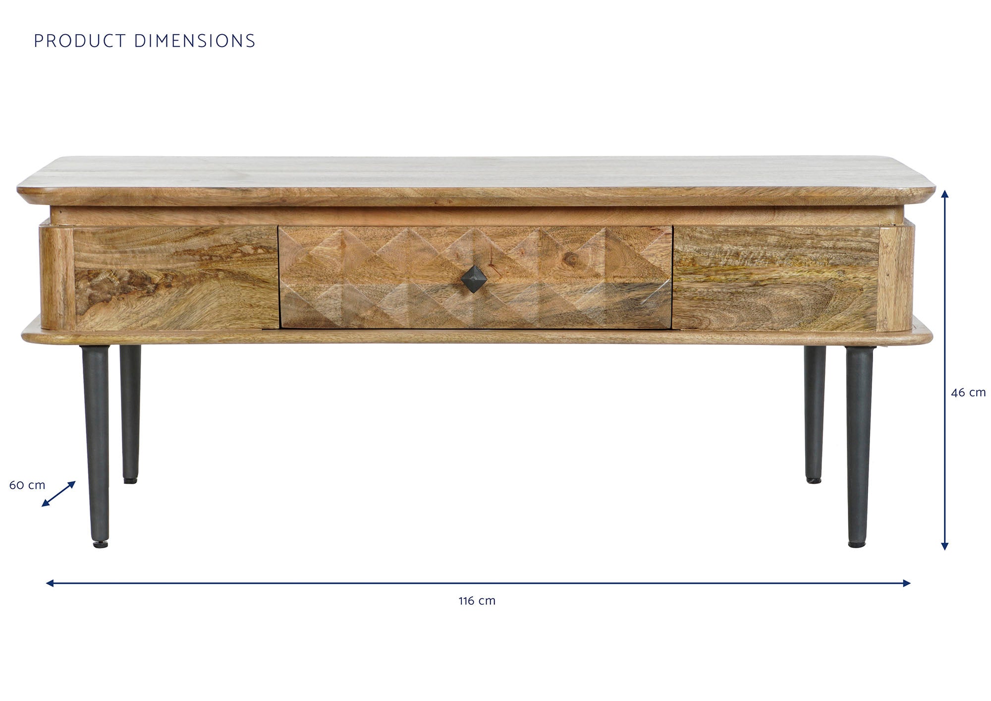 Mesa de Centro de Metal Mango 116X60X46 Natural