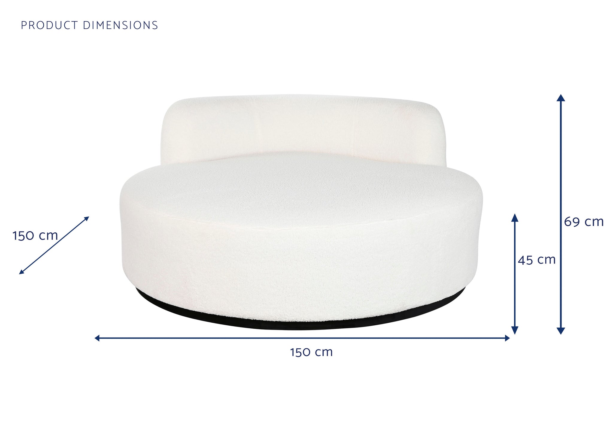 Sofa Poliester 150X150X69 Borreguito Blanco