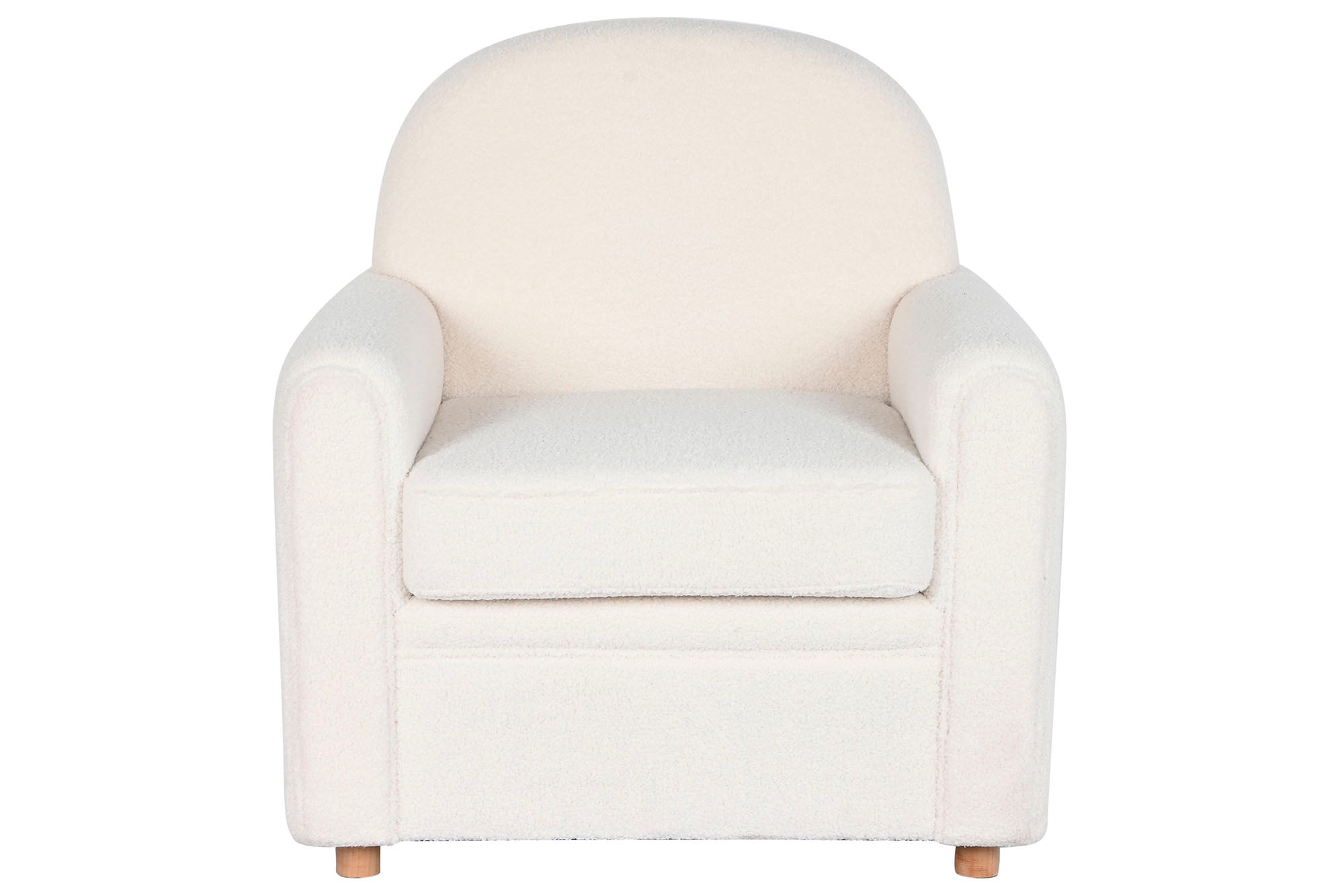 Poltrona de madeira de poliéster 79x72x86 pele de carneiro branca