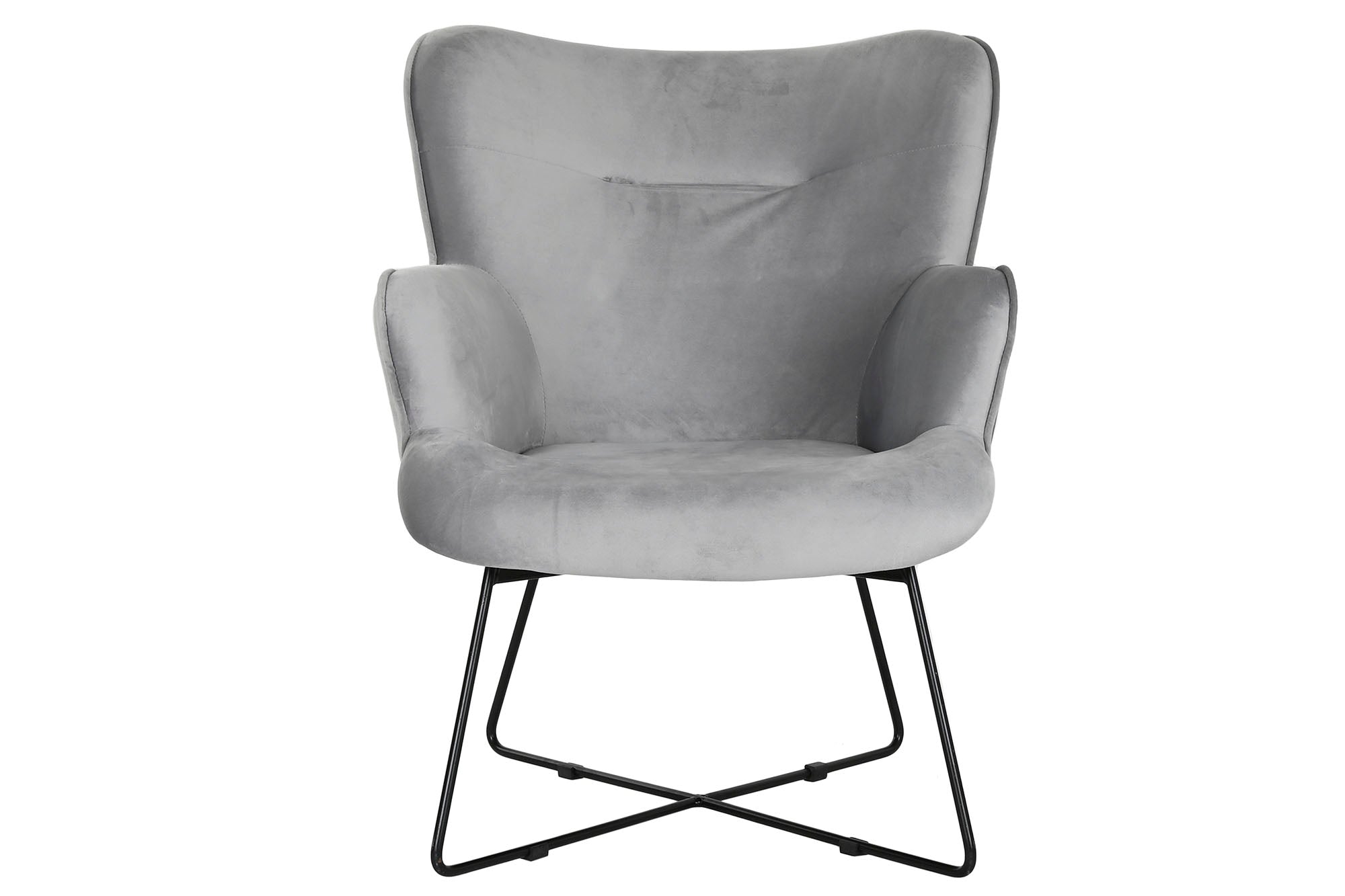 Polyester Metal Armchair 67X81X86 Grey Velvet