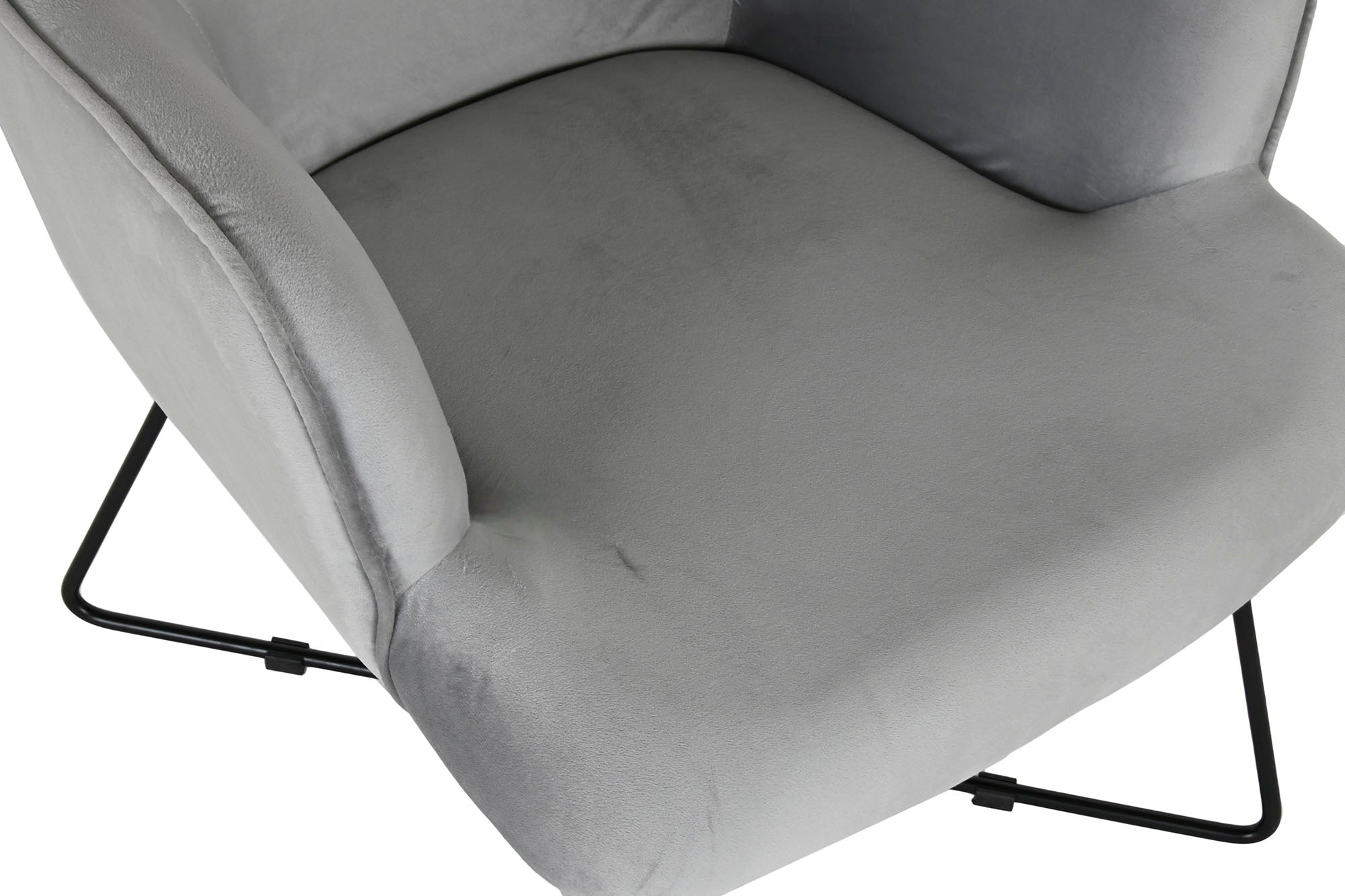 Polyester Metal Armchair 67X81X86 Grey Velvet