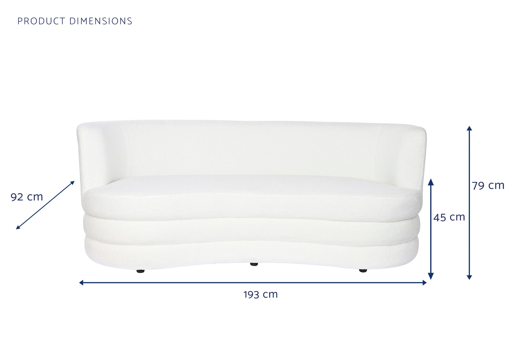 Sofa Poliester 193X92X79 Borreguito Blanco