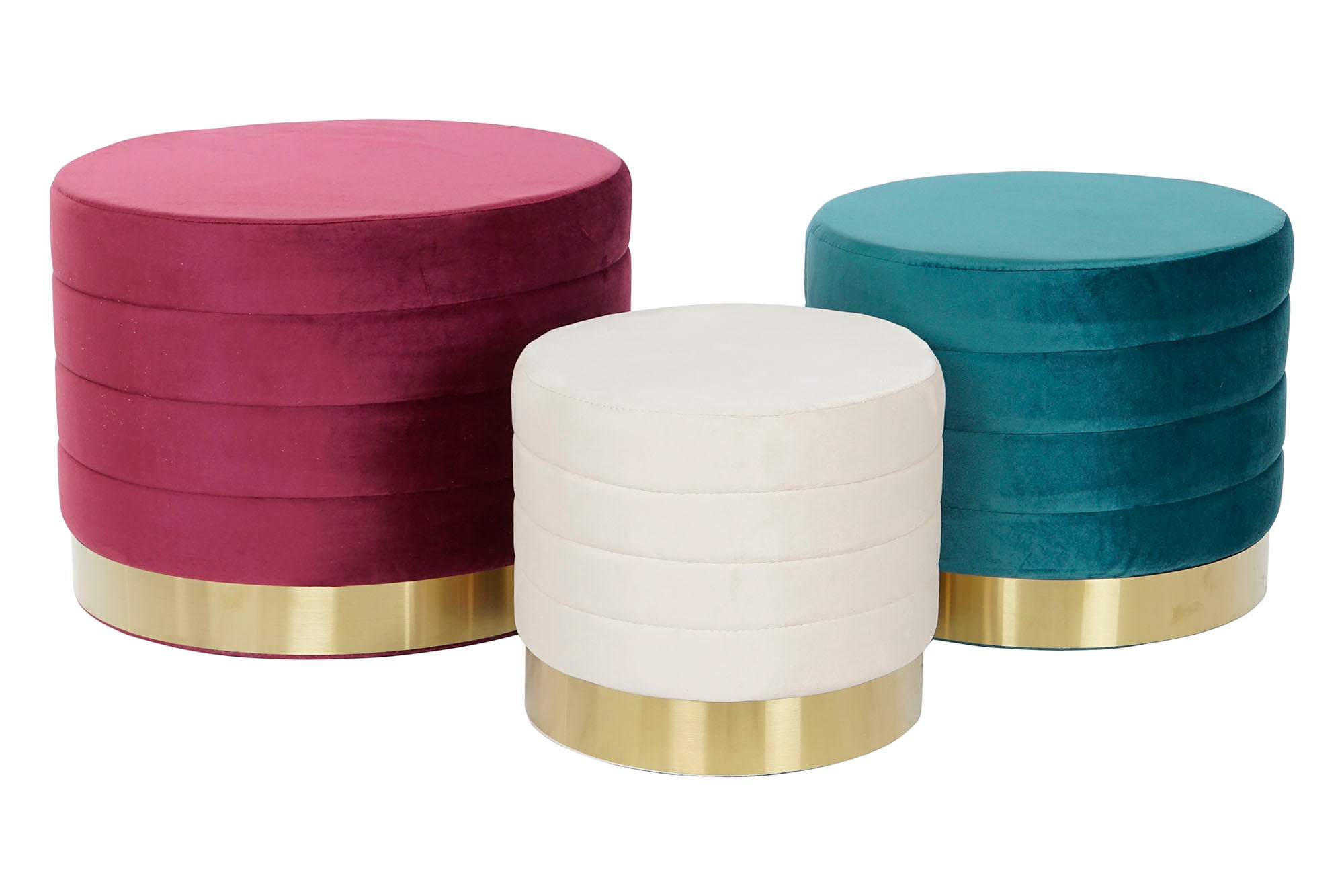 Footrest Set 3 Polyester Mdf 60X60X45 Velvet