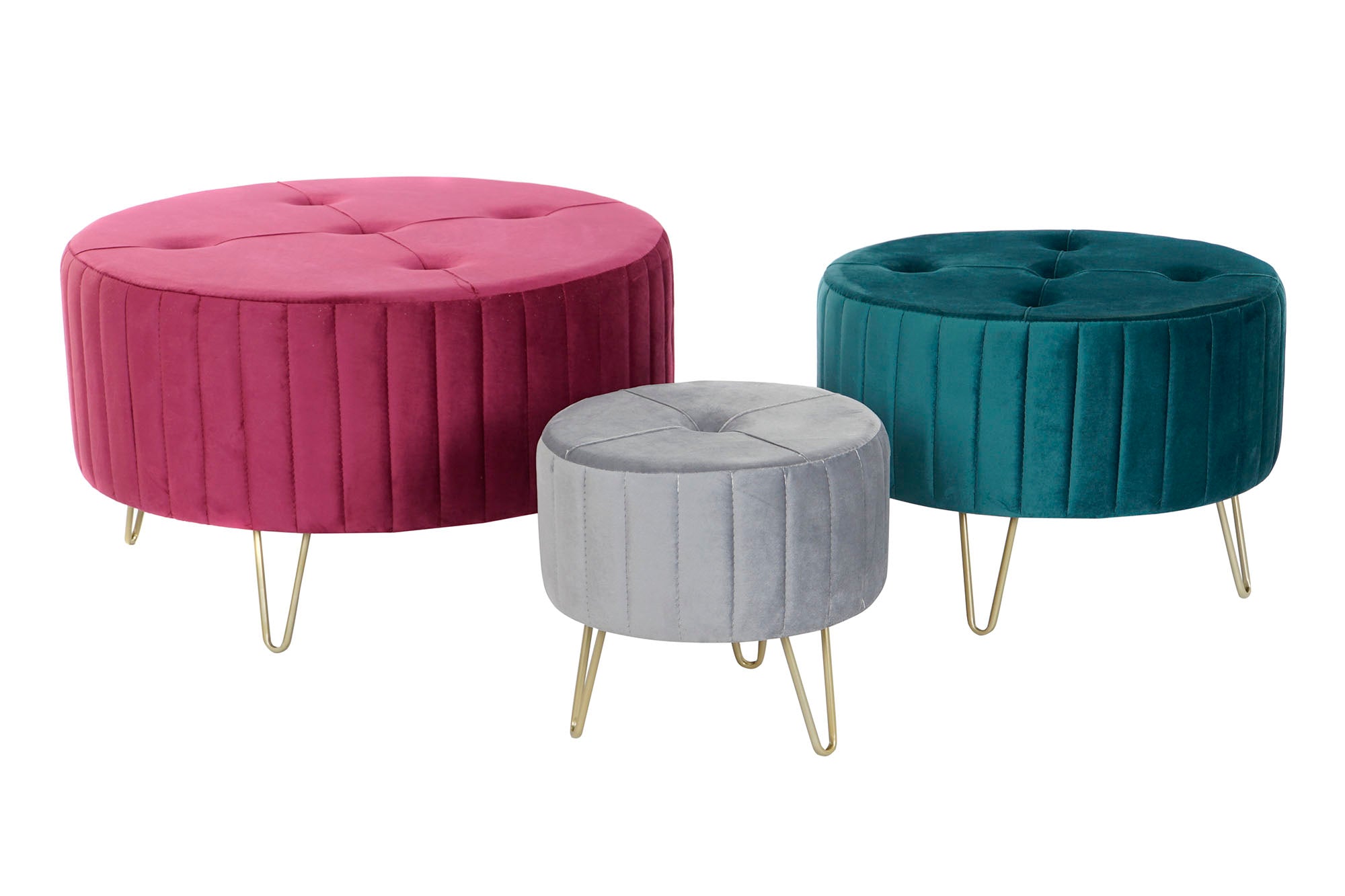 Footrest Set 3 Polyester Metal 80X80X45