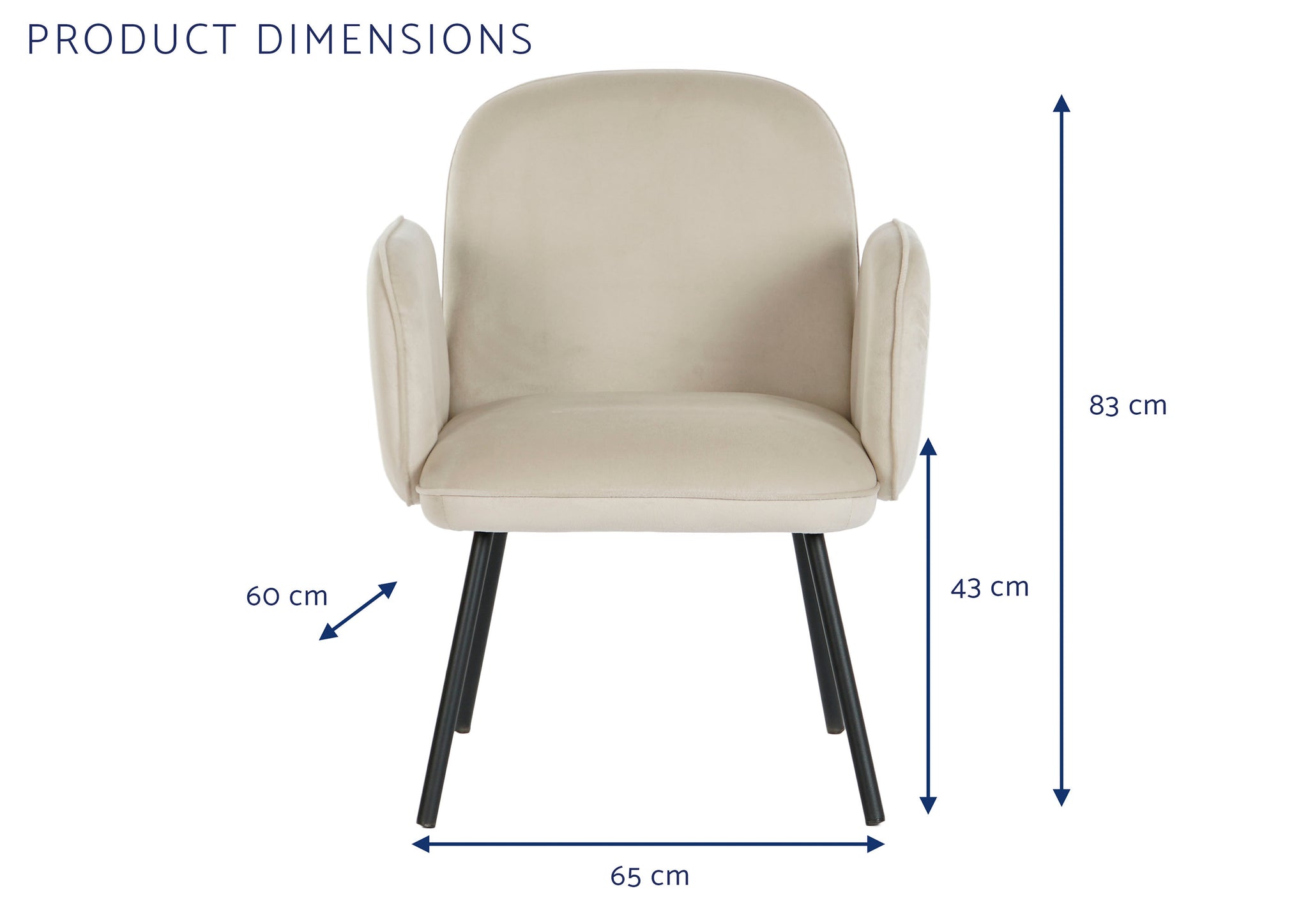 Polyester Metal Armchair 65X60X83 Beige