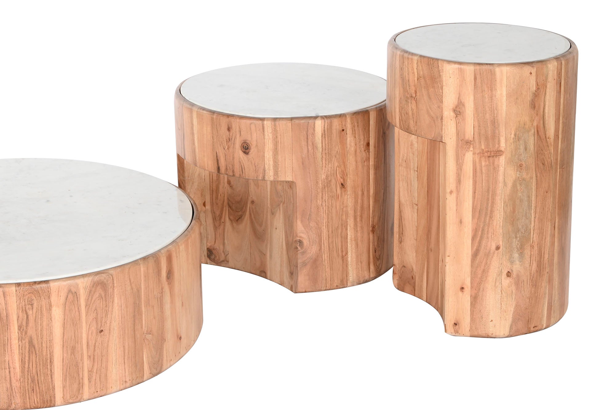 Mesa Centro Set 3 Acacia Marmol 38,5X38,5X58,5