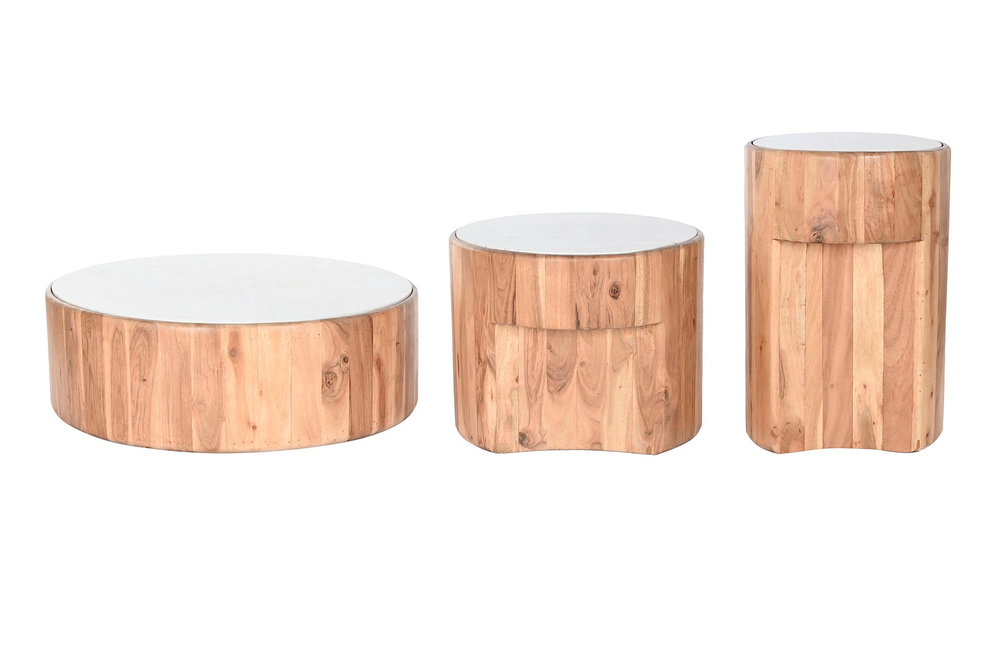 Mesa Centro Set 3 Acacia Marmol 38,5X38,5X58,5