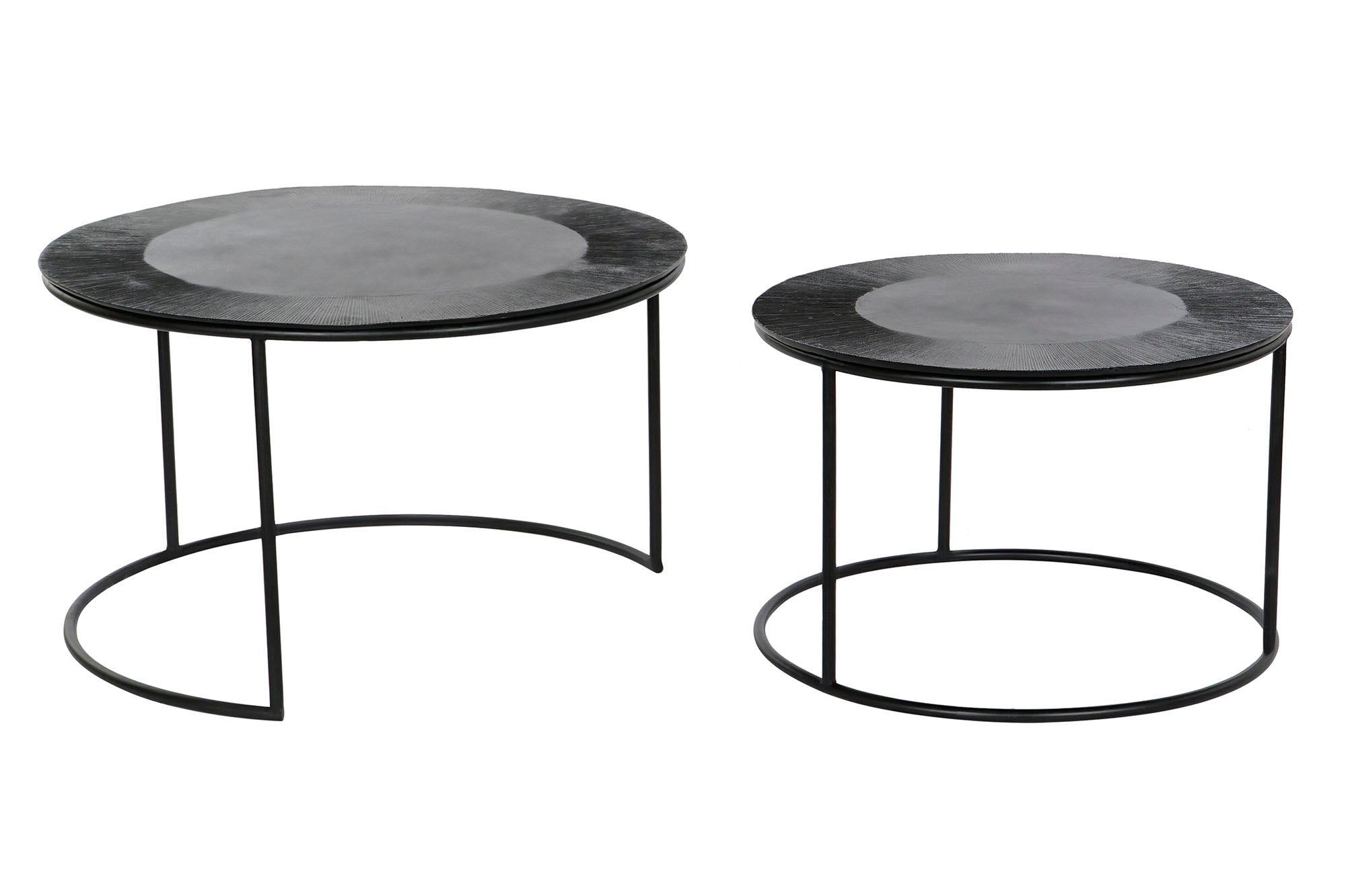 Side Table Set of 2 Aluminum Metal 76.5X76.5X47