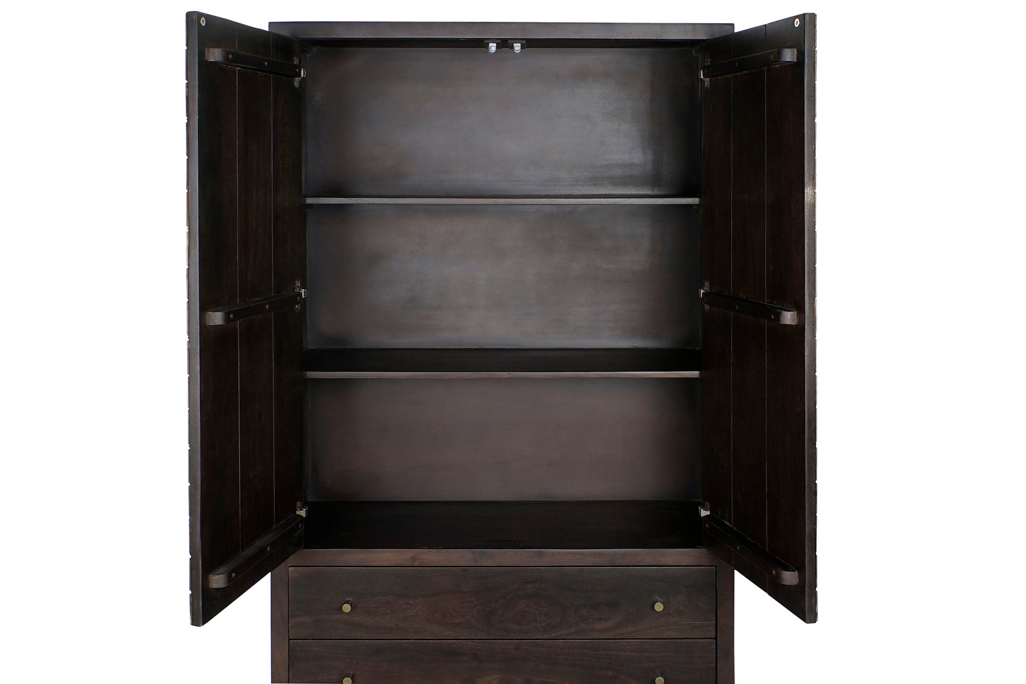 Acacia Metal Wardrobe 100x40x175 Dark Brown