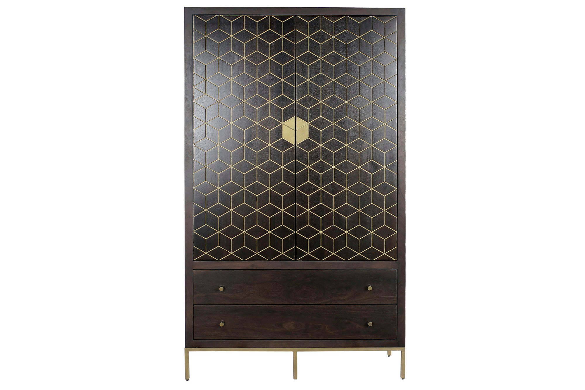 Acacia Metal Wardrobe 100x40x175 Dark Brown