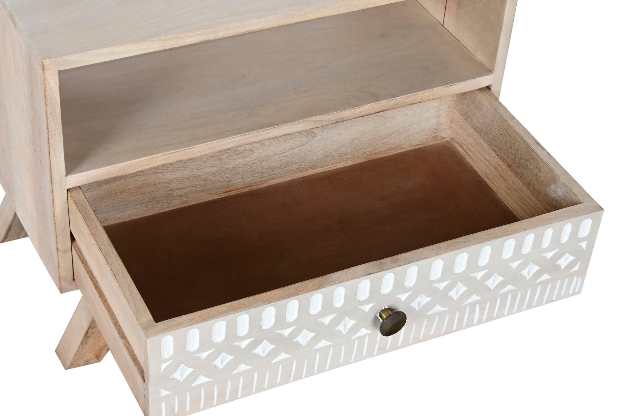 Mesa de cabeceira Mango 55x35x45 Borda branca
