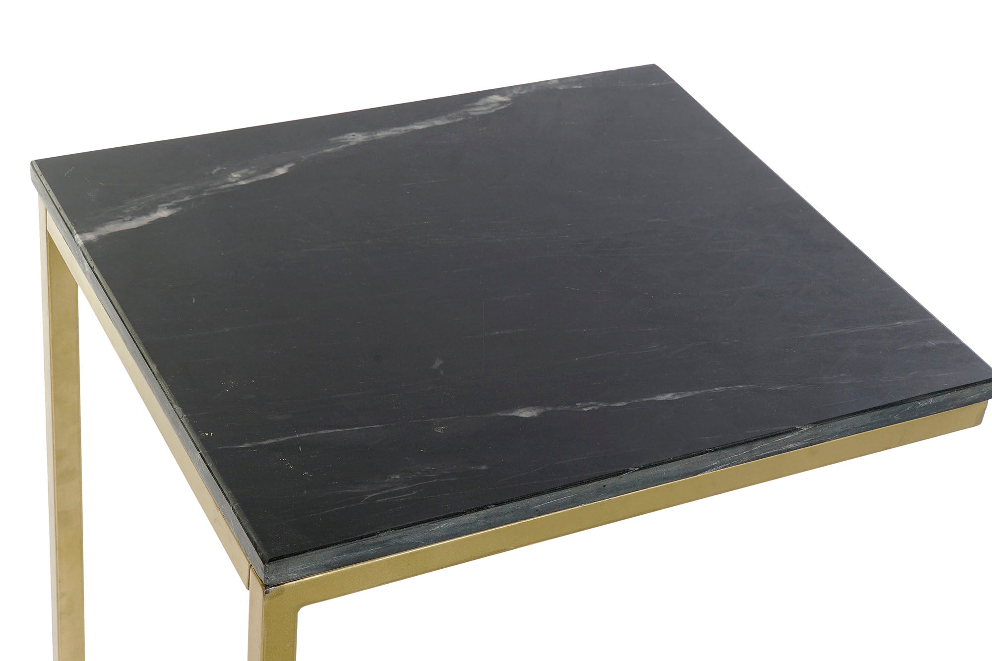 Mesita Auxiliar Marmol Hierro 40X46X65 Negro