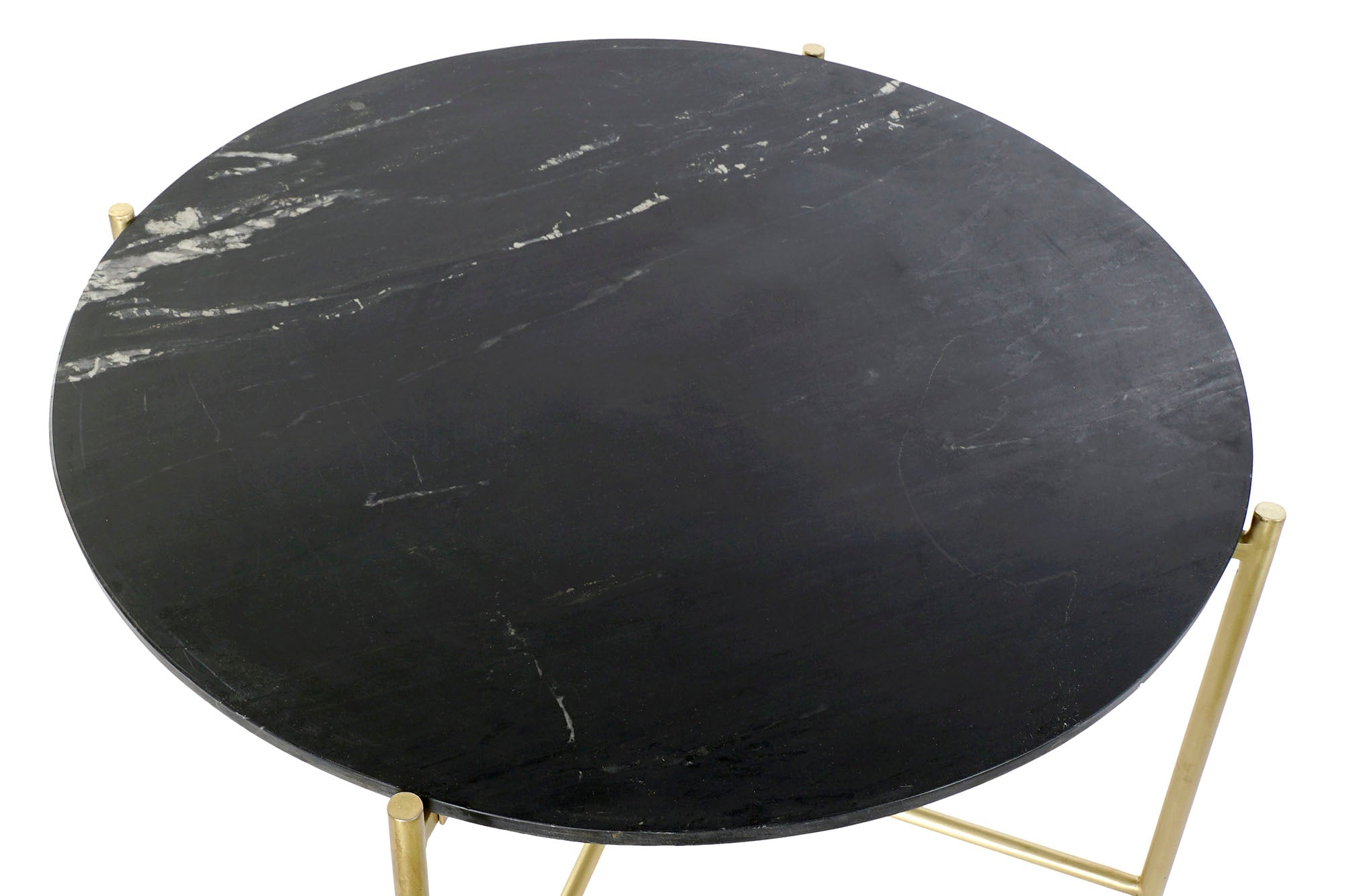 Mesa de Centro de Ferro e Mármore 81X81X44 Preto