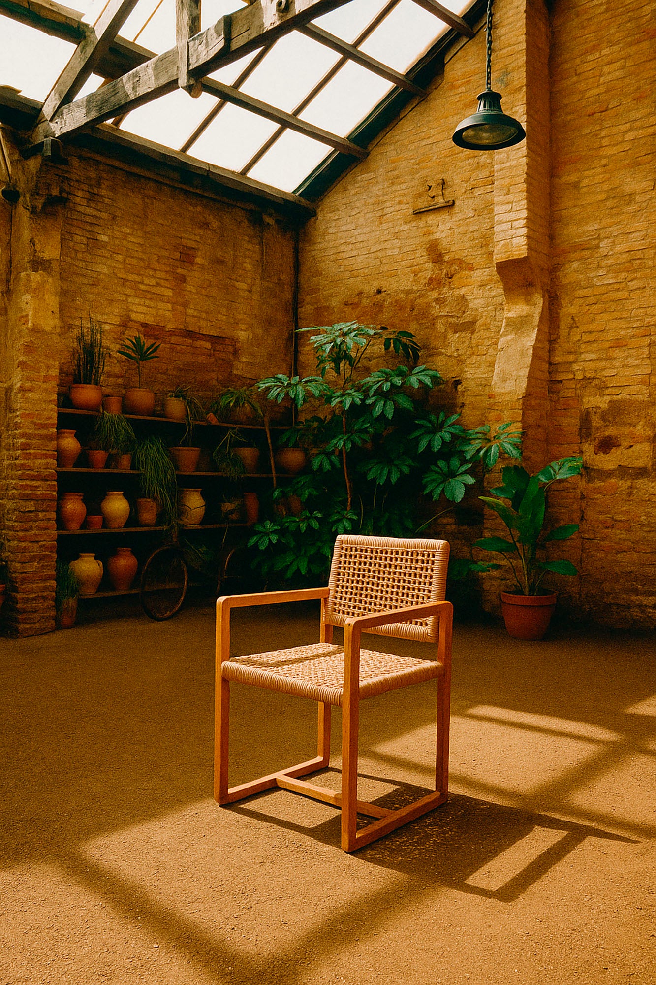 Cadeira de rattan de teca 54x53x83 natural