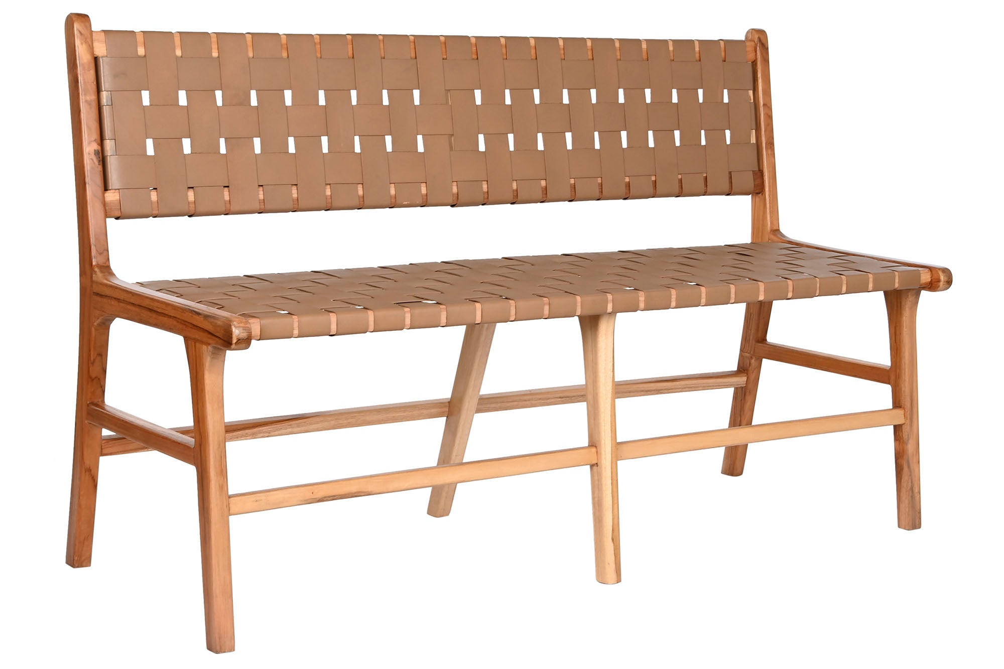 Banco de couro de teca 140X59X89 Bege