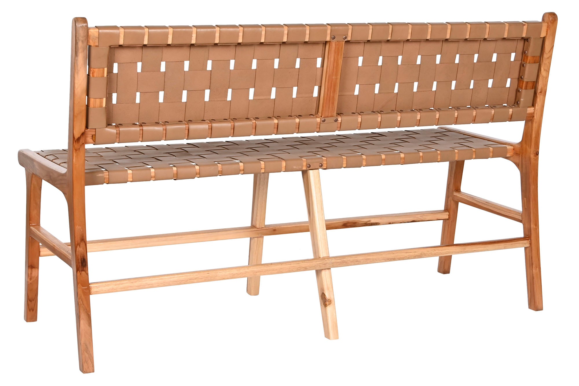 Banco de couro de teca 140X59X89 Bege
