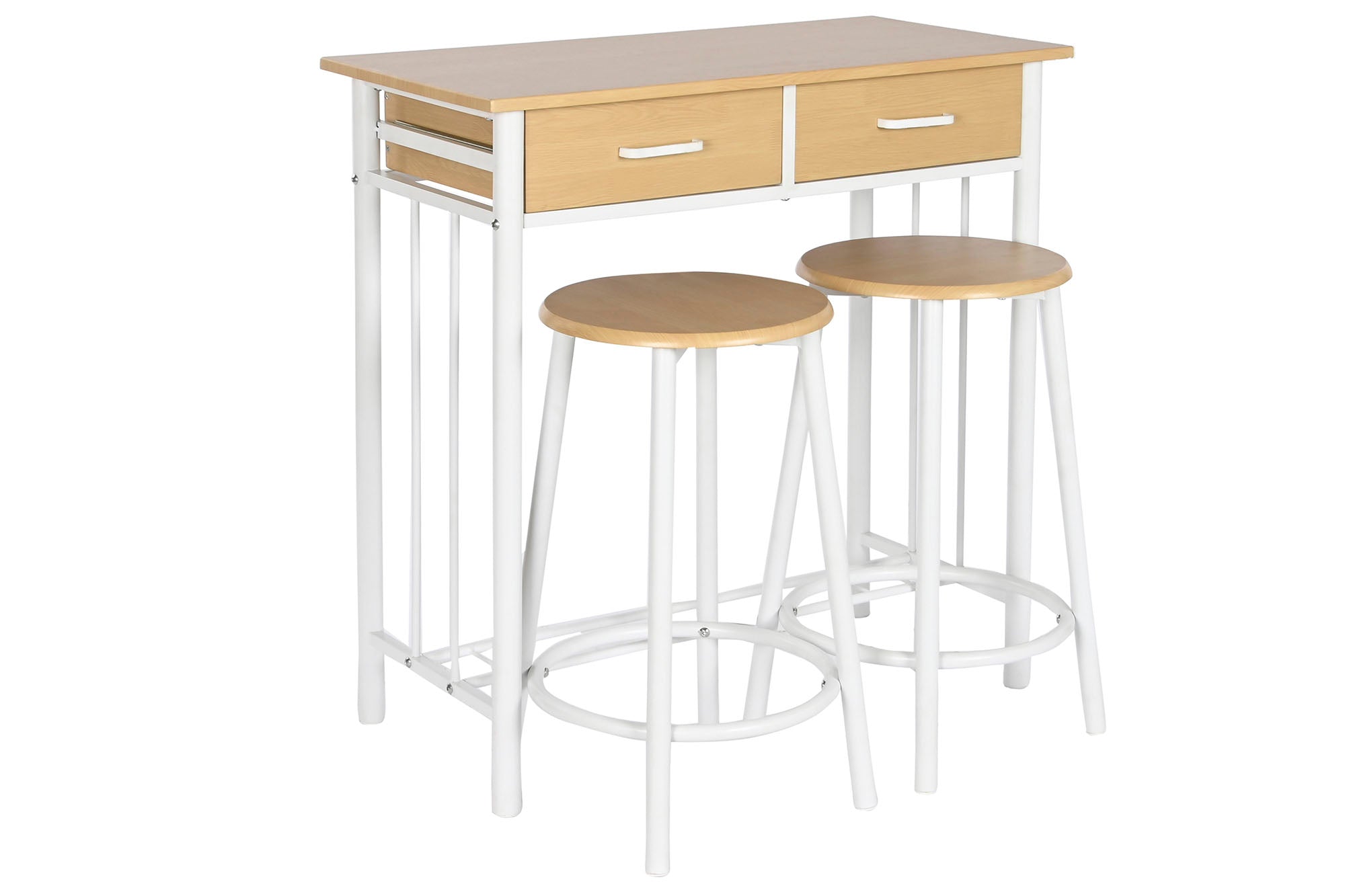 Mesa Set 3 Metal Mdf 80X50X84 32X32X45 Natural