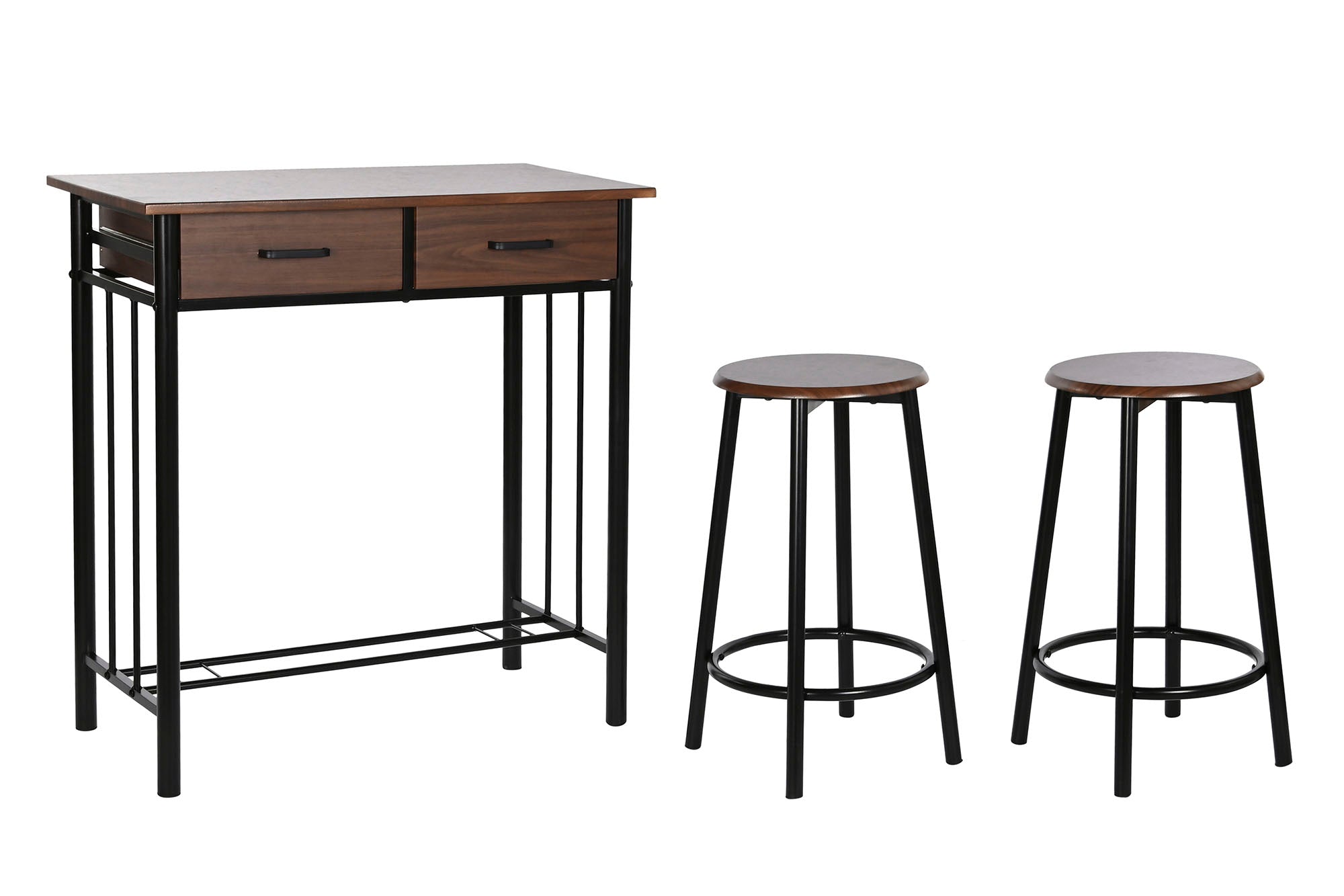 Conjunto de Mesa 3 Metal Mdf 80X50X84 32X32X45 Preto