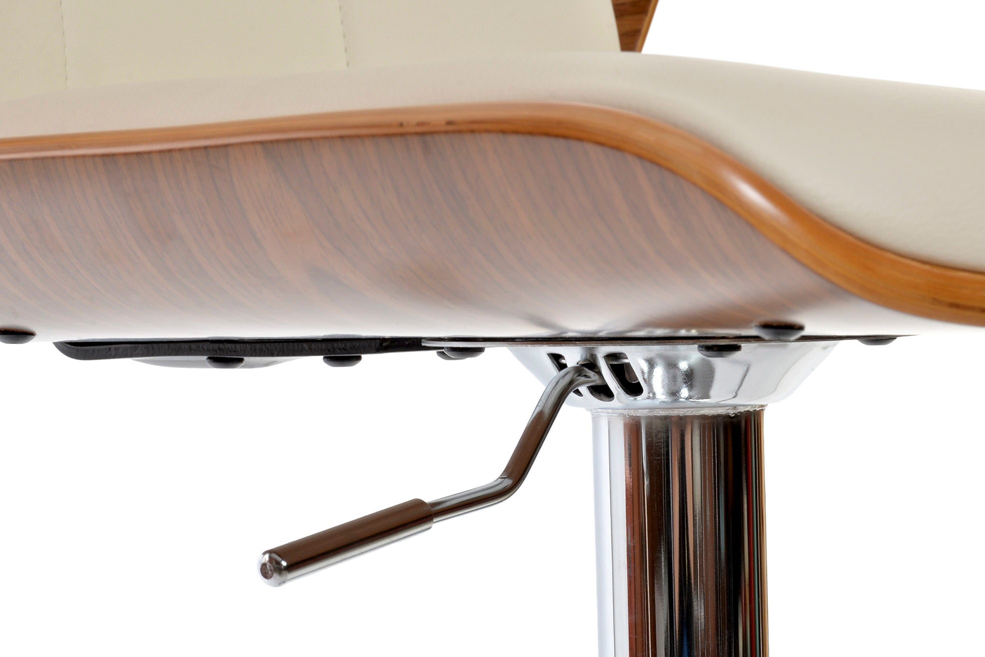 Taburete Pu Nogal 50X52X121 Ajustable Crema