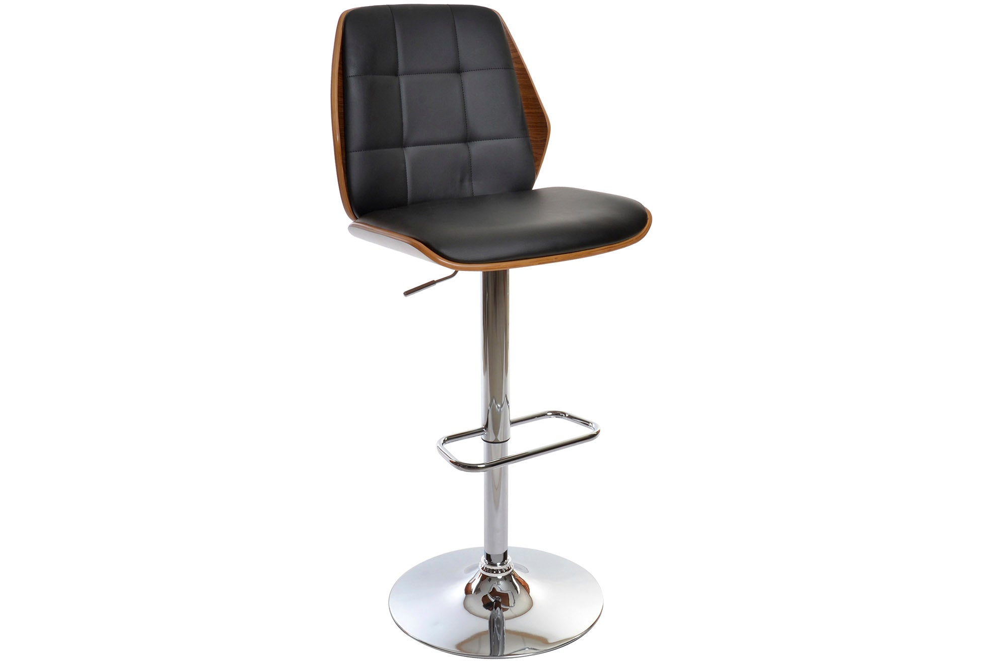 Banco de nogueira PU 50x52x121 ajustável cromado