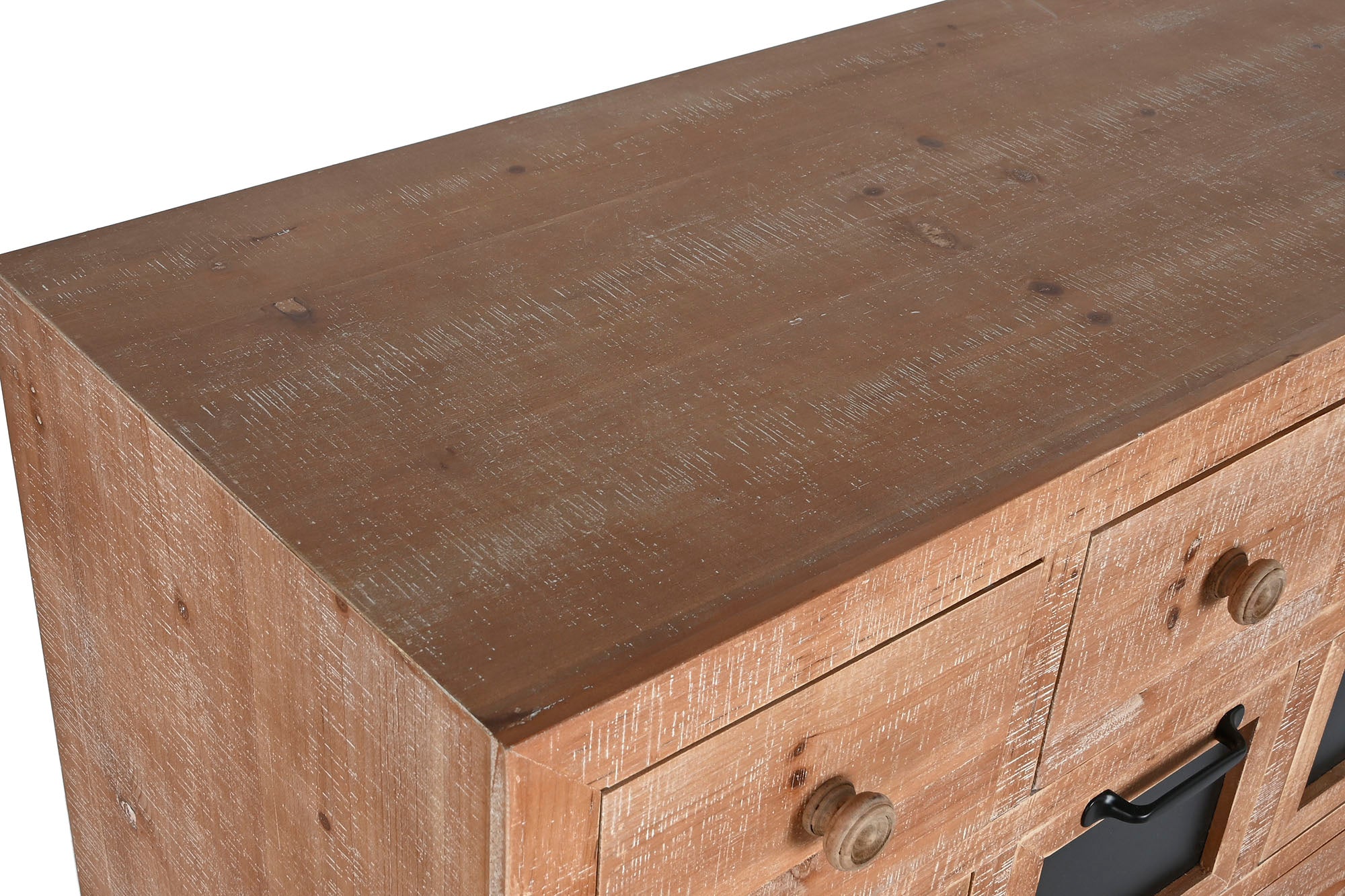 Fir Metal Chest of Drawers 110x40x92.5 16 Boxes, Natural
