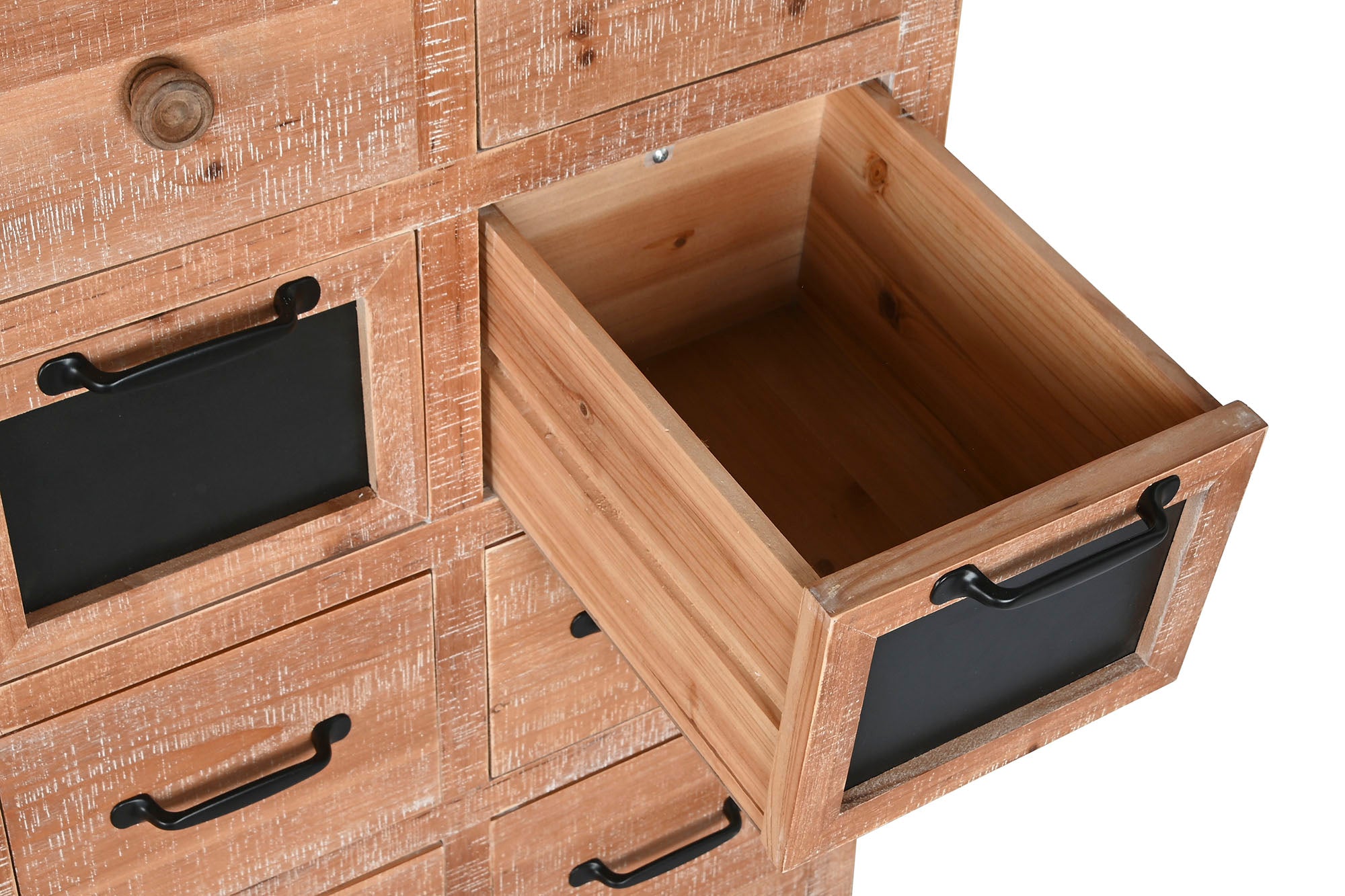 Fir Metal Chest of Drawers 110x40x92.5 16 Boxes, Natural