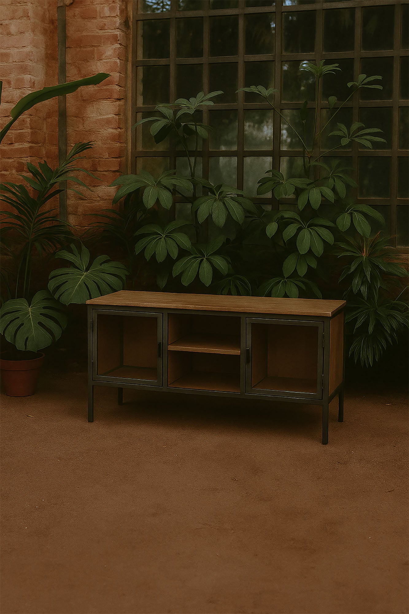 Mueble Tv Madera Metal 137X40X55 Natural