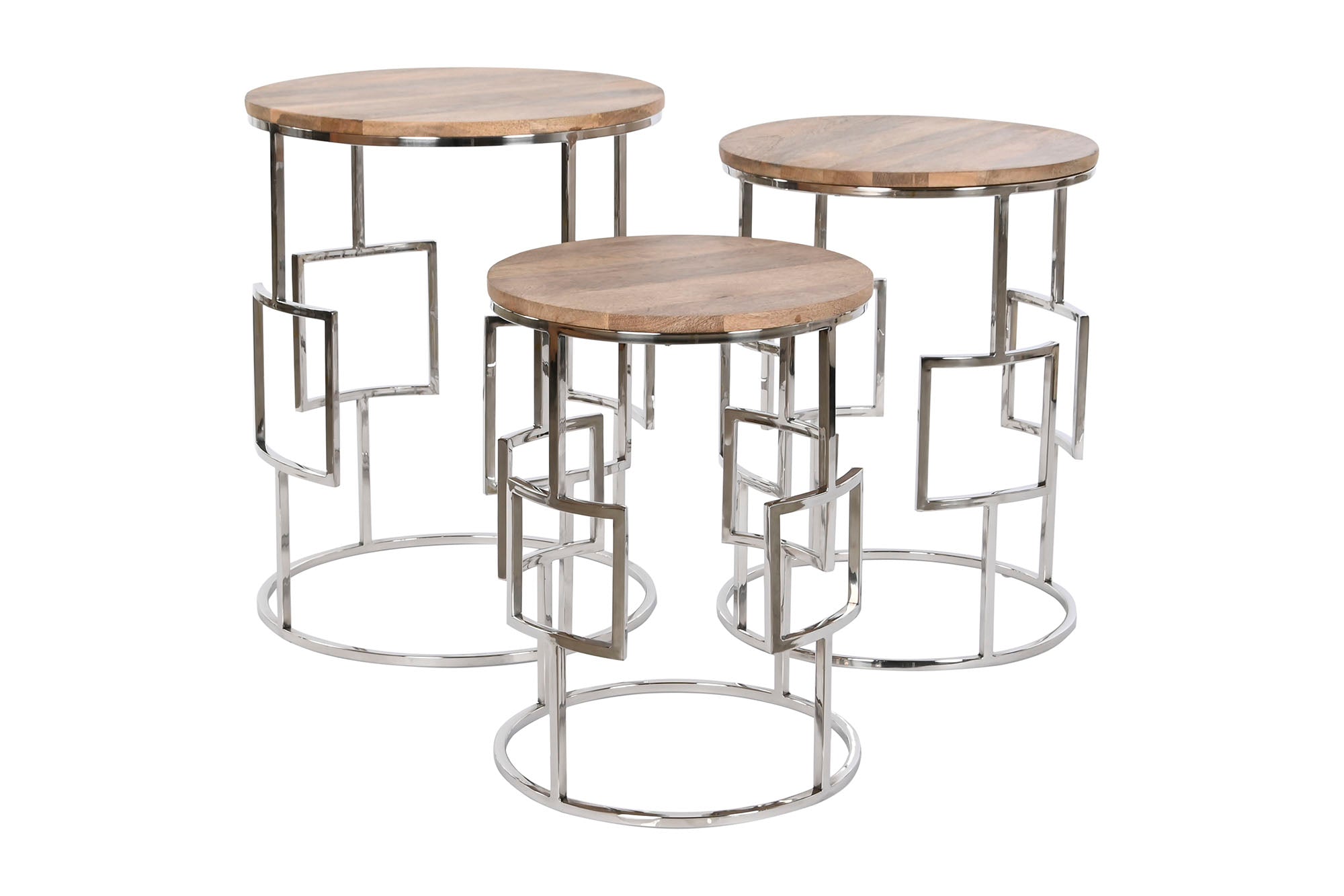 Conjunto de mesa lateral com 3 puxadores de aço 49,5x49,5x62