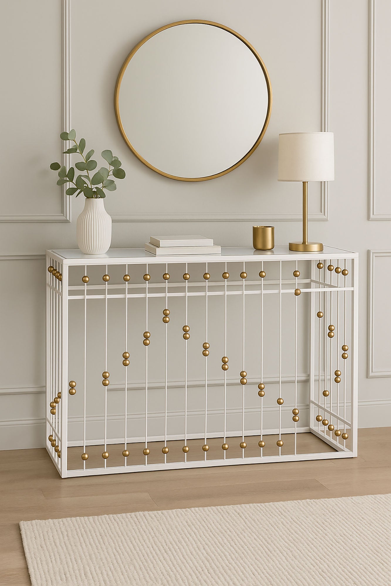 Consola Metal Espejo 120X40X80 Blanco