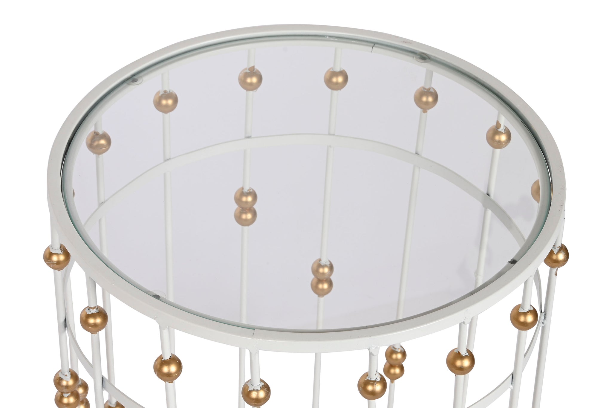 Conjunto de 2 mesas laterais de metal e vidro 42x42x55 38x50