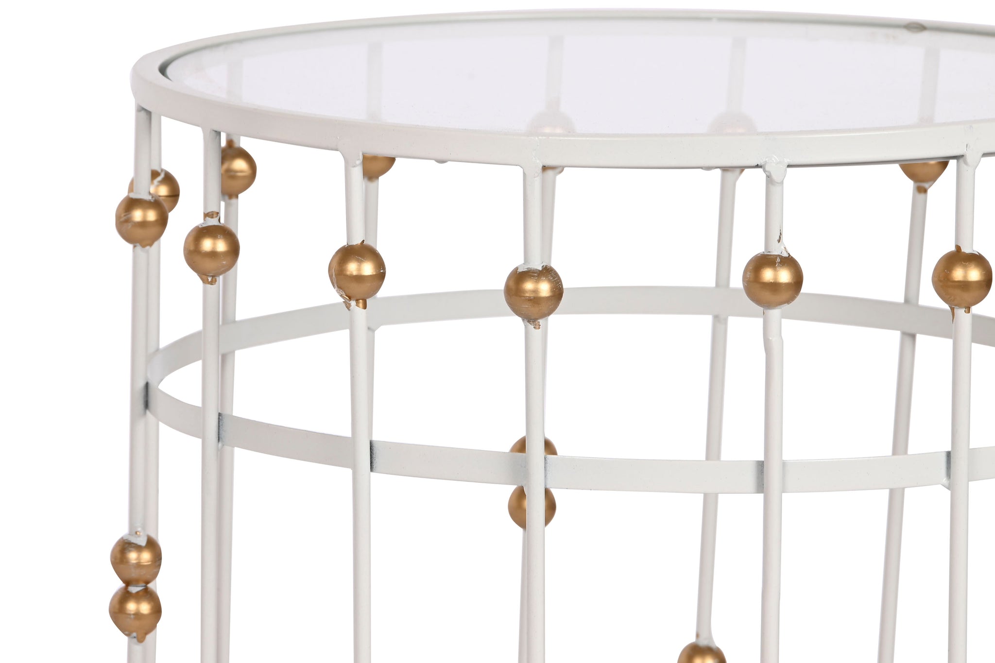 Side Table Set of 2 Metal Glass 42X42X55 38X50