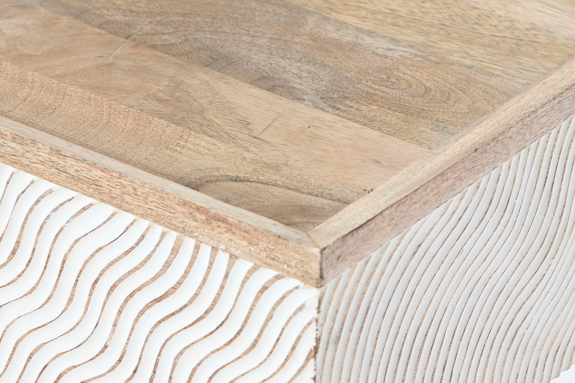 Mesa de Centro com Alça de Metal 120X60X57 Marrom Ondas