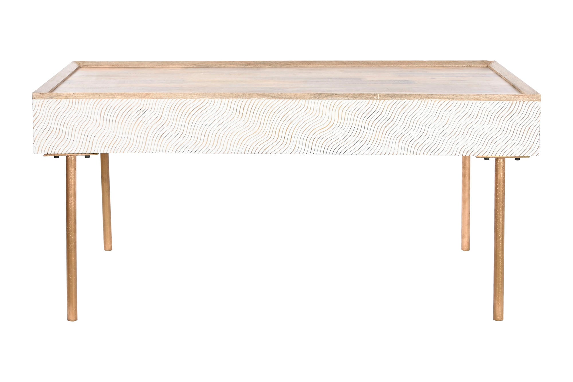 Mesa de Centro com Alça de Metal 120X60X57 Marrom Ondas