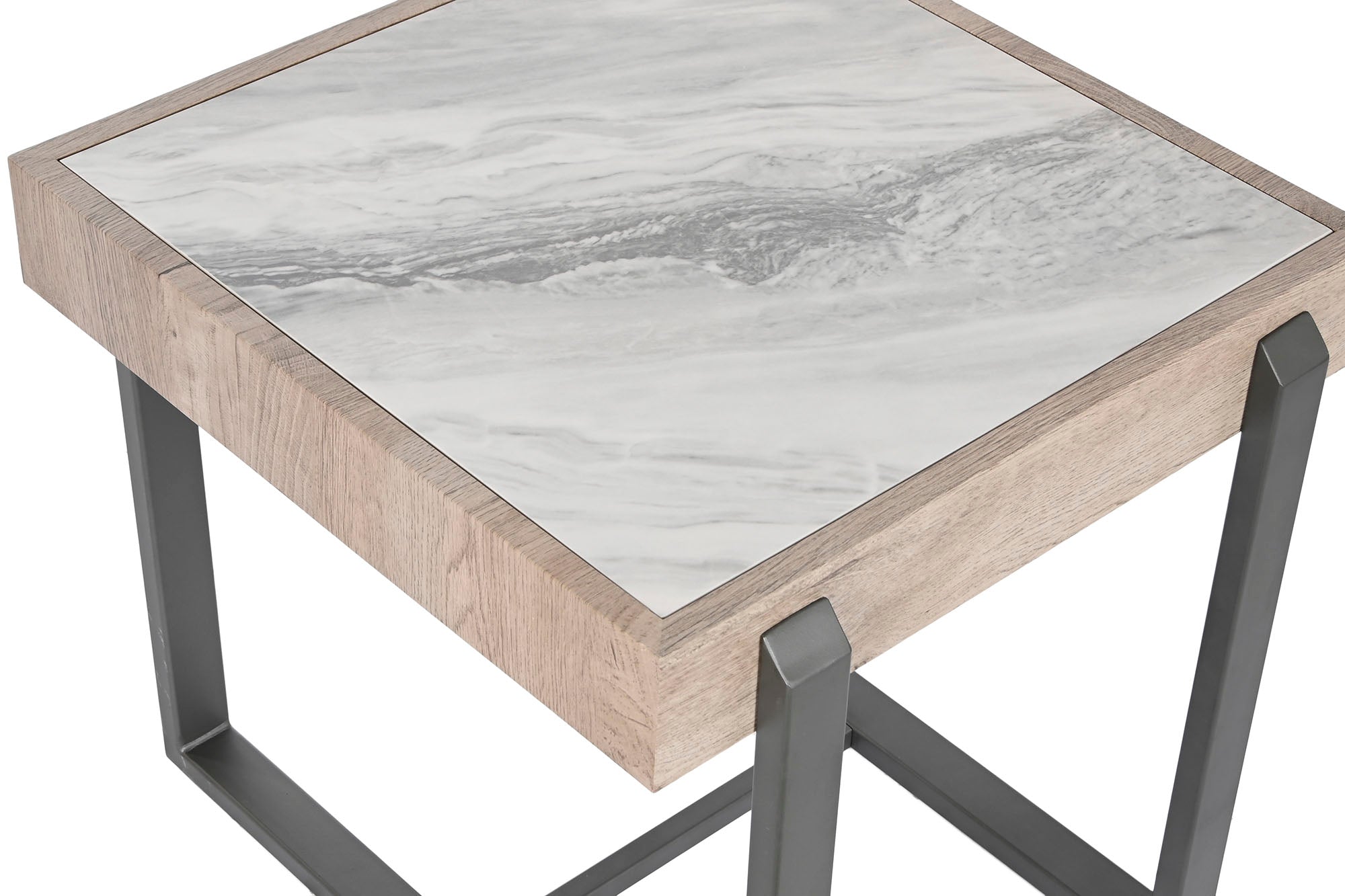 Mesita Auxiliar Metal Ceramica 50X54X50 Blanco