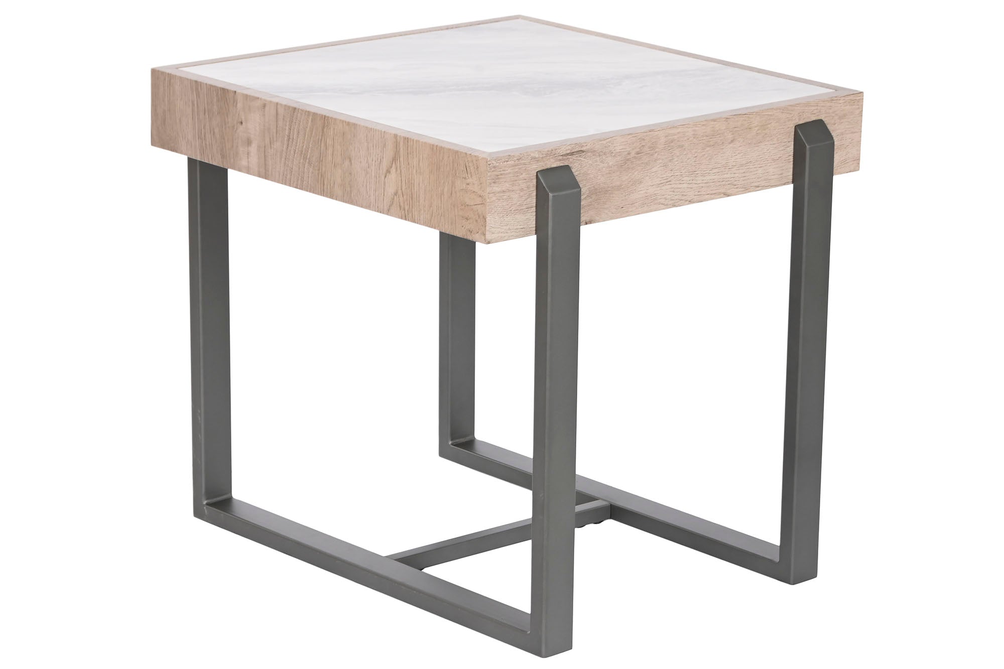 Mesita Auxiliar Metal Ceramica 50X54X50 Blanco